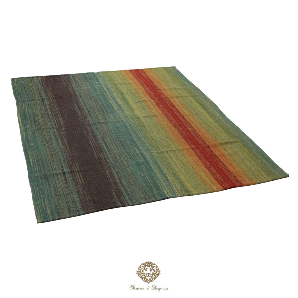 Alfombra Kelim Kia Sar Amarillo Verde Intenso Lana 186x240 cm