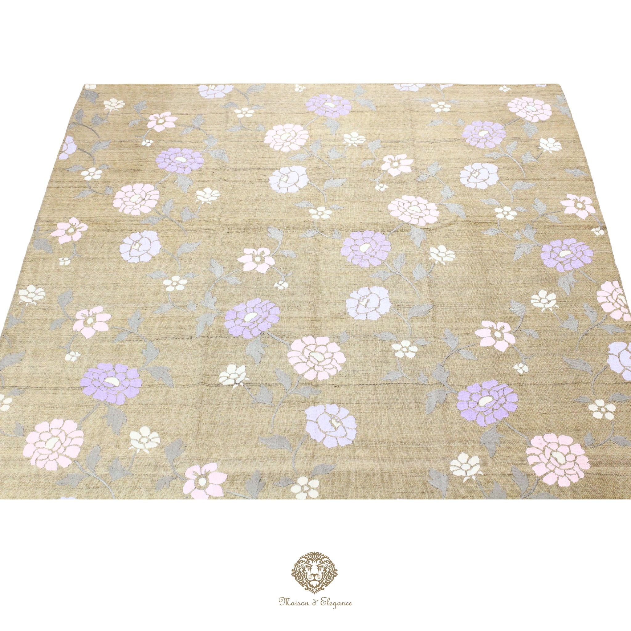 Kilim única moderna Tejido a Mano | Alfombra Plana de Lana y Seda con Tintes Naturales 210x285 cm