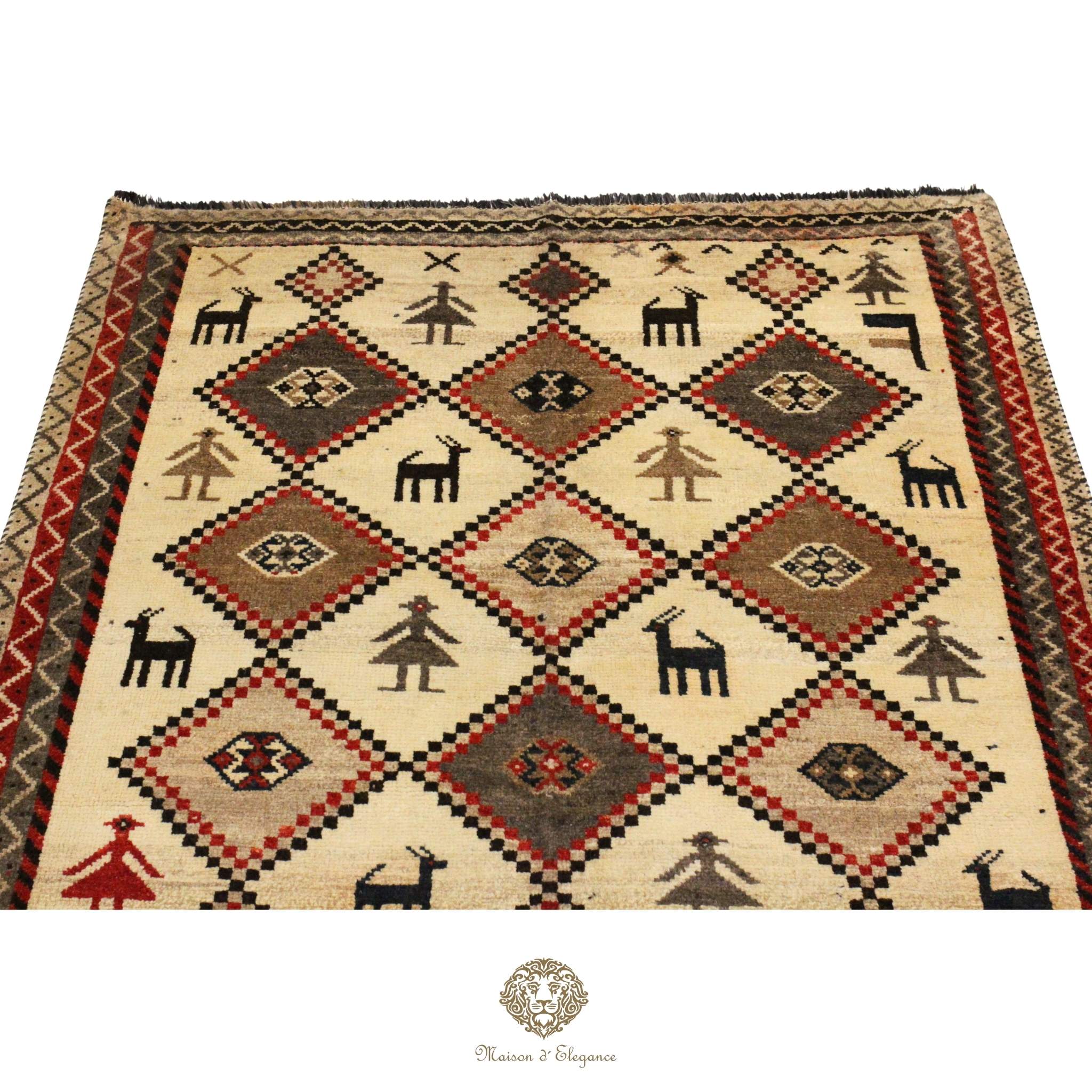 Decorative rug with geometric pattern on a white background