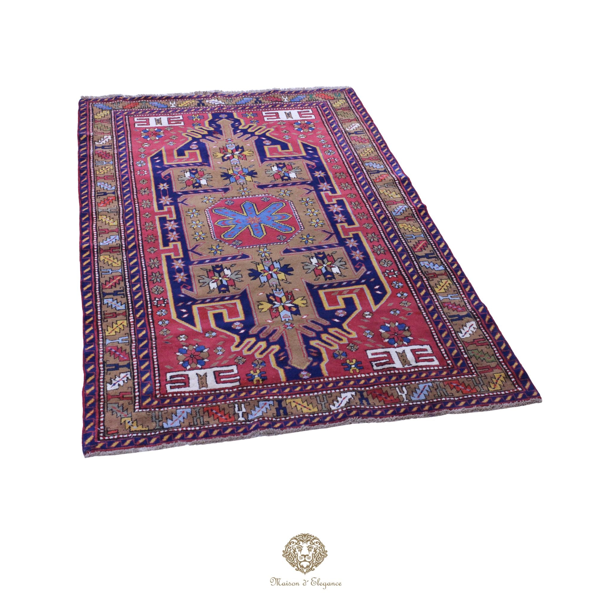 Alfombra Hamedan Lana Centro Geométrico Persa Tradicional 117 x 200 cm