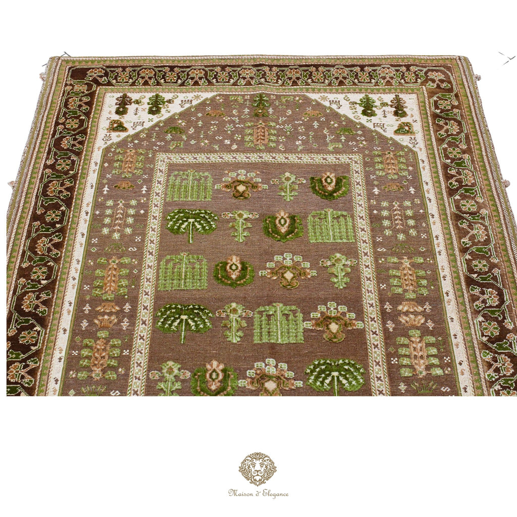 Alfombra persa Kashkuli de tejido plano, kilim bitécnico de lana | Hecha a mano, color natural, 120 x 180 cm