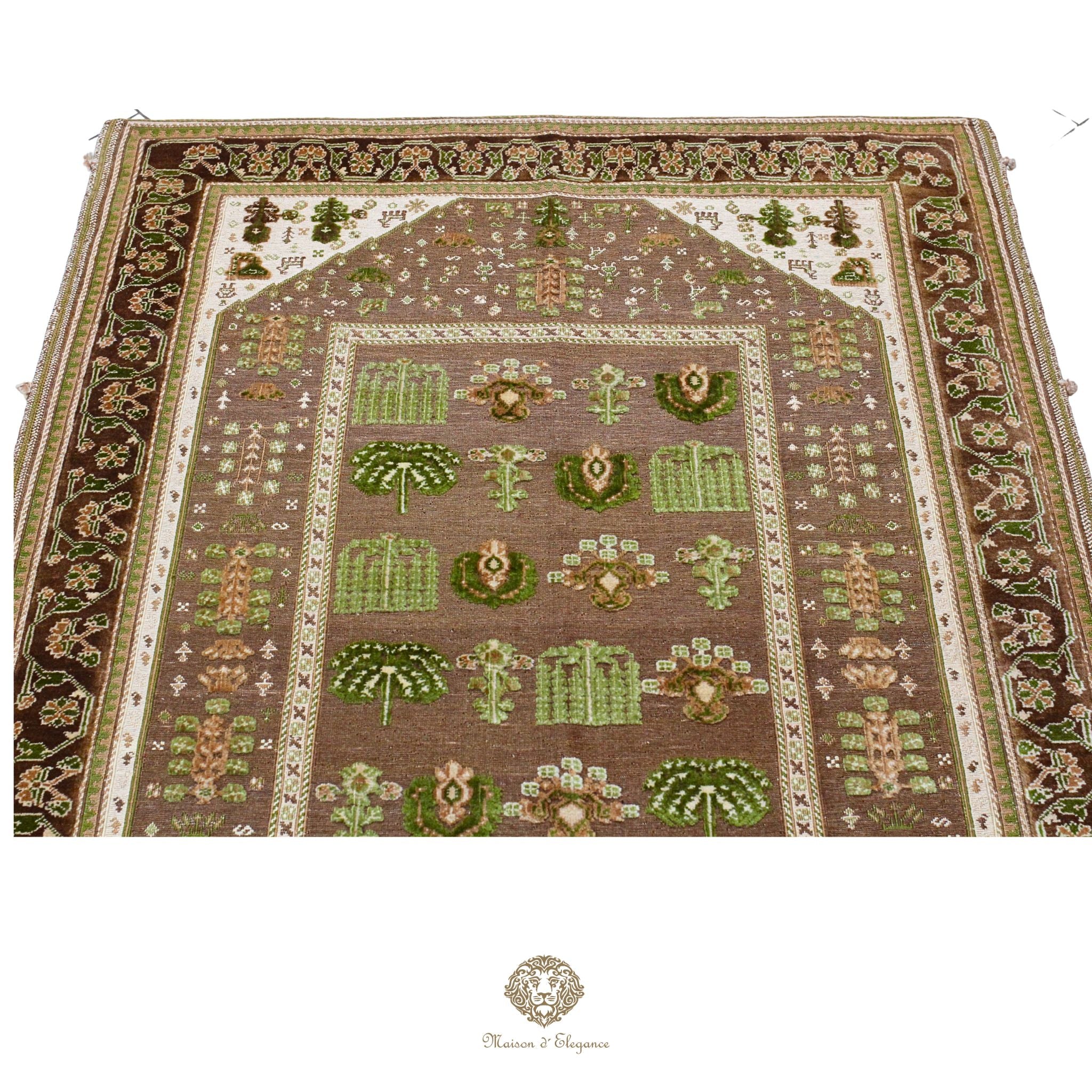 Alfombra persa Kashkuli de tejido plano, kilim bitécnico de lana | Hecha a mano, color natural, 120 x 180 cm