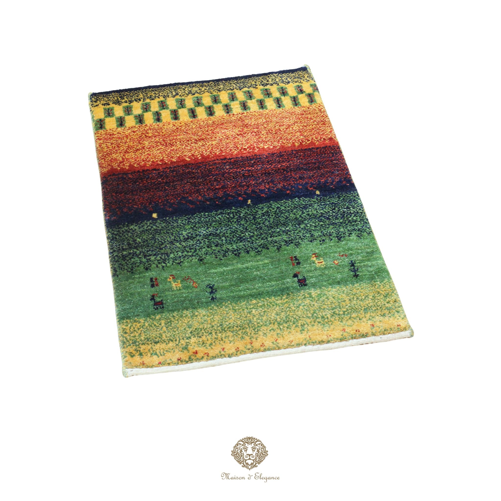Alfombra persa Kashkuli de lana teñida naturalmente y colorida | Gabbeh hecha a mano 60 x 87 cm