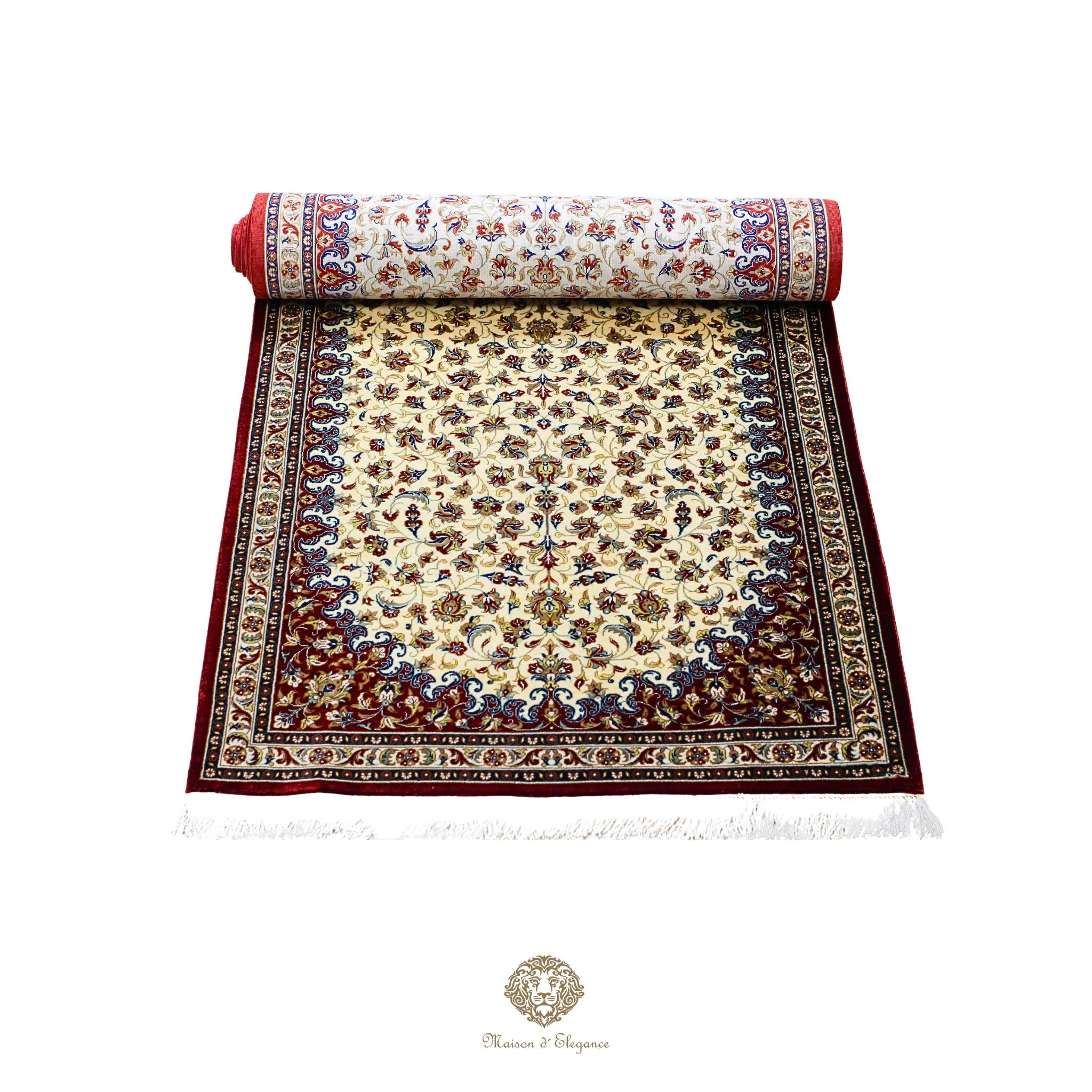 Alfombra persa de seda pura superfina, anudada a mano, teñida con tintes naturales, | obra maestra, firmada, 71 x 312 cm