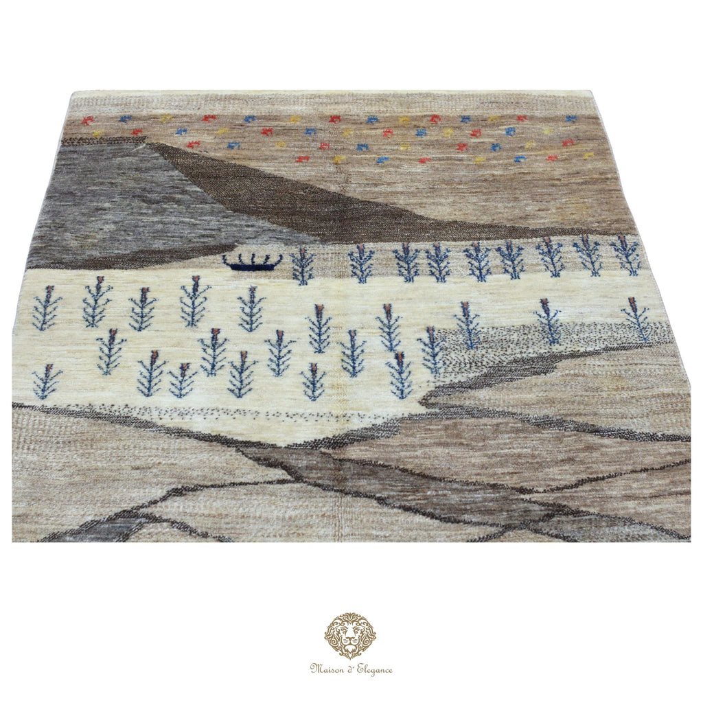 Alfombra persa Trible Fine Kashkuli con tintes naturales | Gabbeh de lana hecha a mano 196 x 122 cm