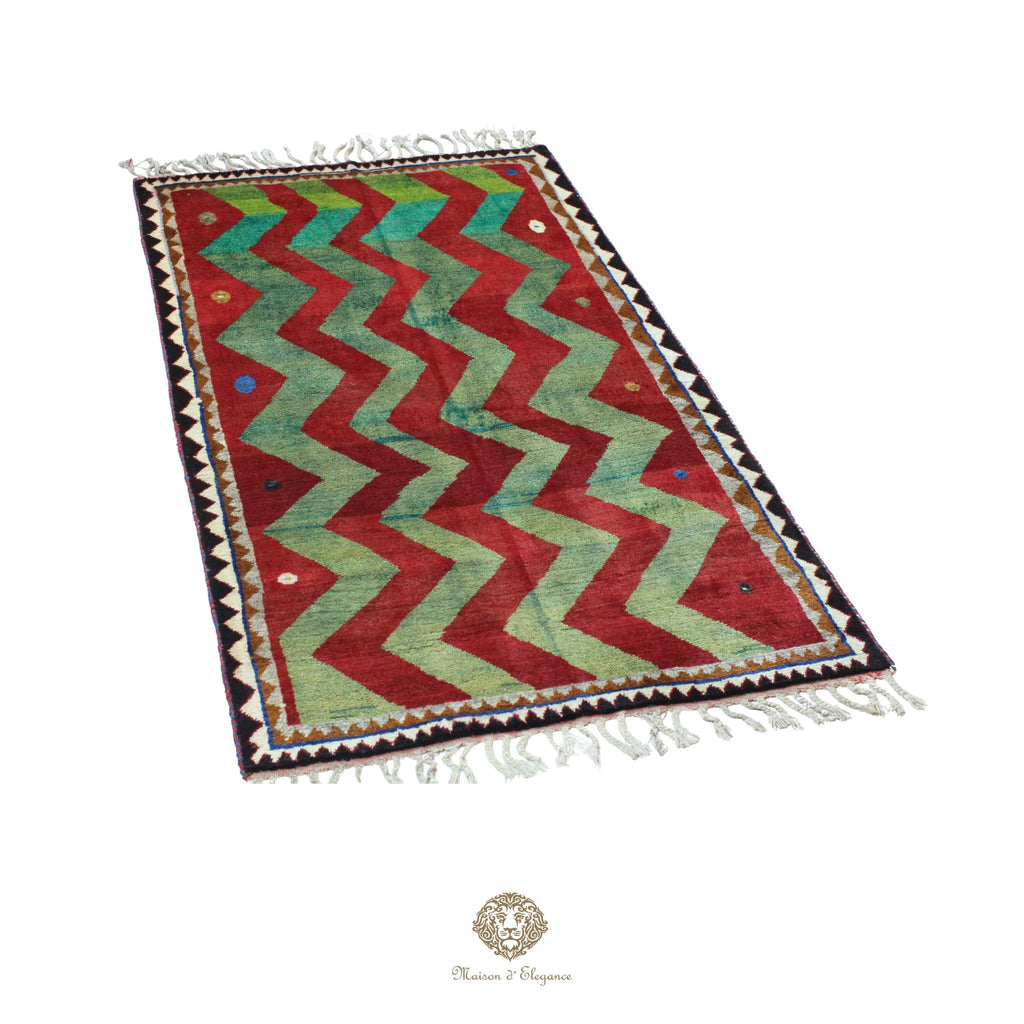 Alfombra persa Kashkuli Loribaft teñida con tintes naturales | Gabbeh de lana hecha a mano 100 x 203 cm