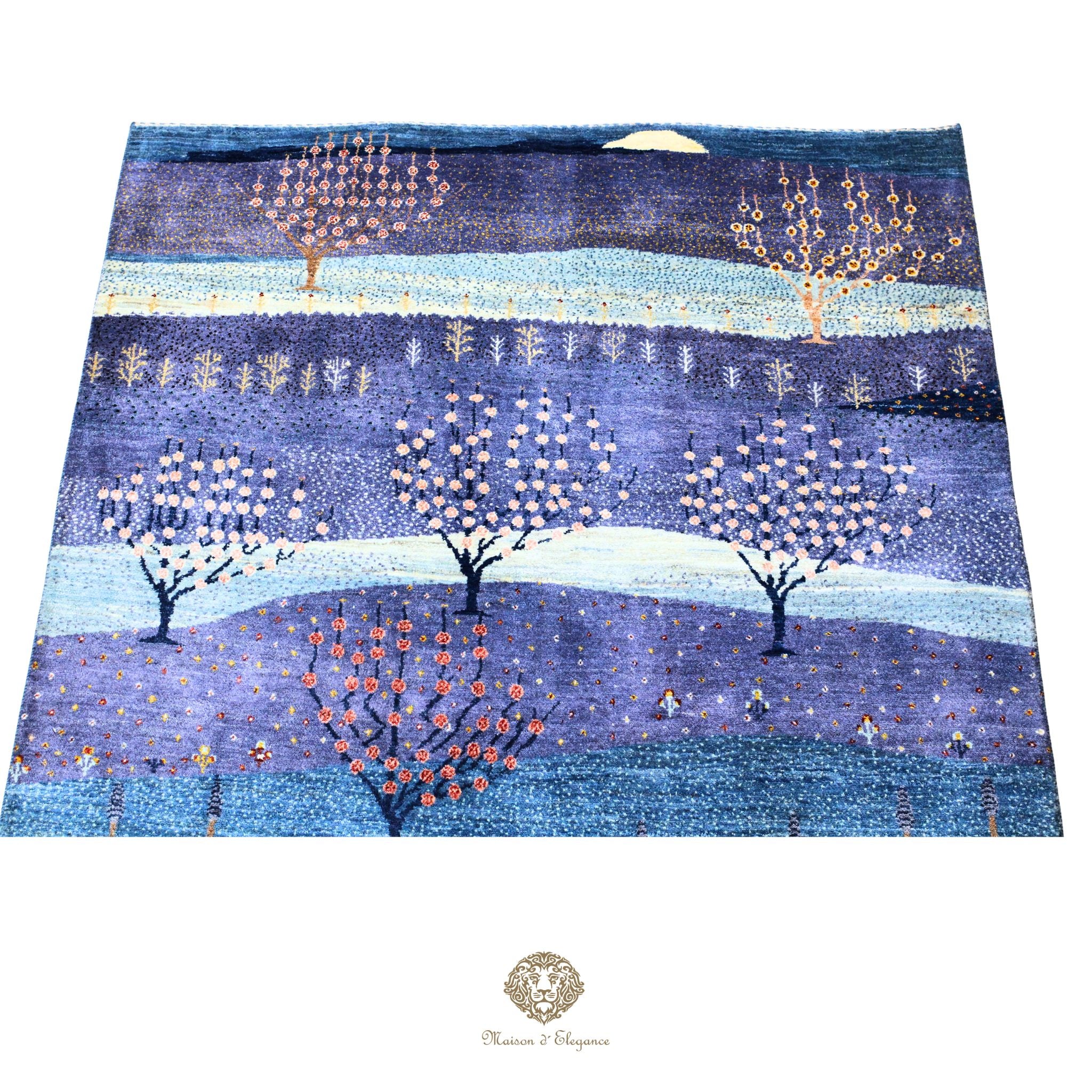 Alfombra persa Kashkuli azul | Gabbeh de lana hecha a mano 168 x 243 cm