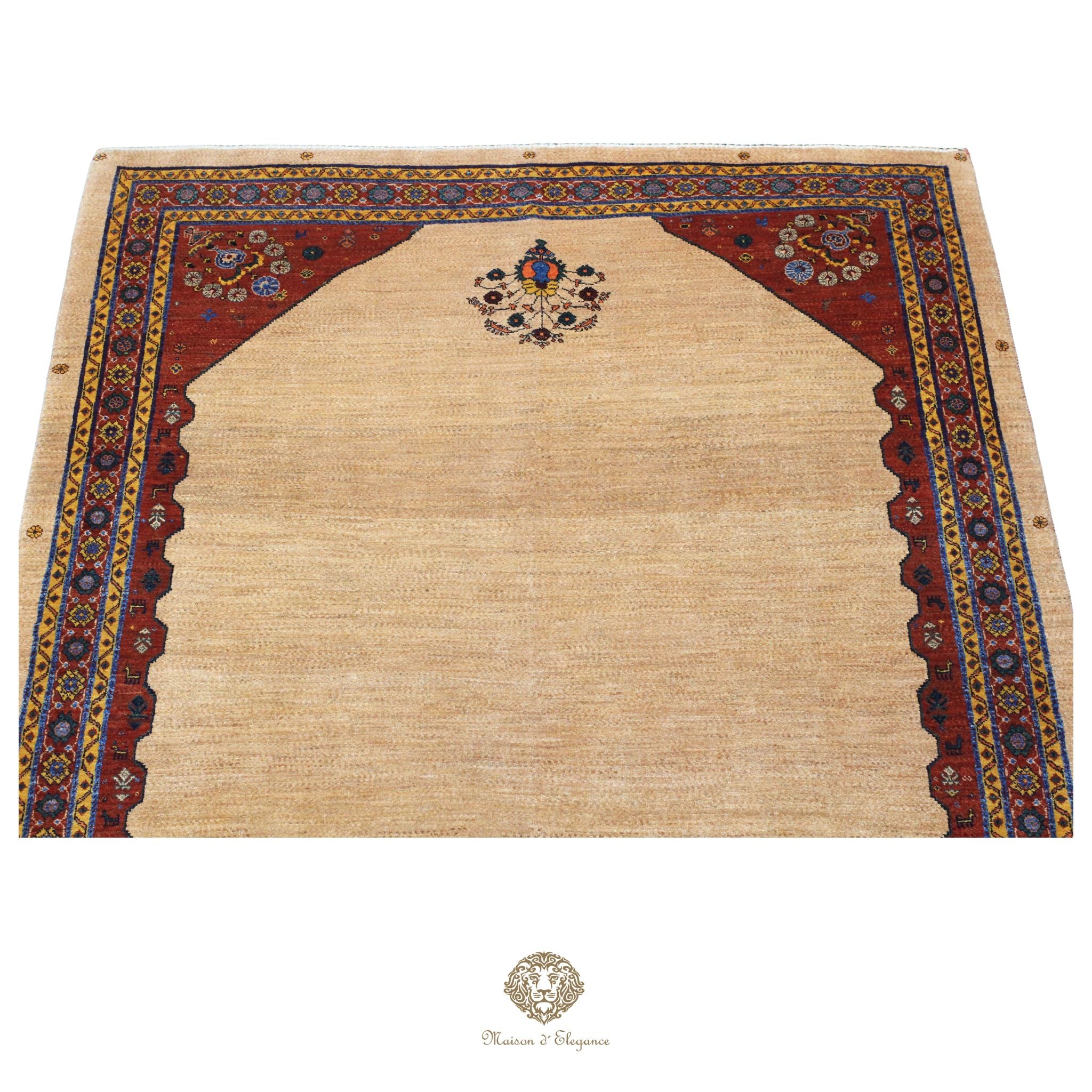 Alfombra persa Trible Fine Kashkuli con tintes naturales | Loribaft de lana hecha a mano 164 x 237 cm