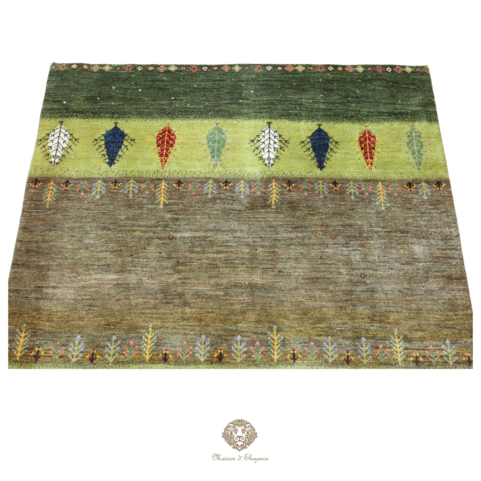 Alfombra persa Kashkuli colorido tribal naturale color | Gabbeh de lana hecha a mano 182 x 220 cm