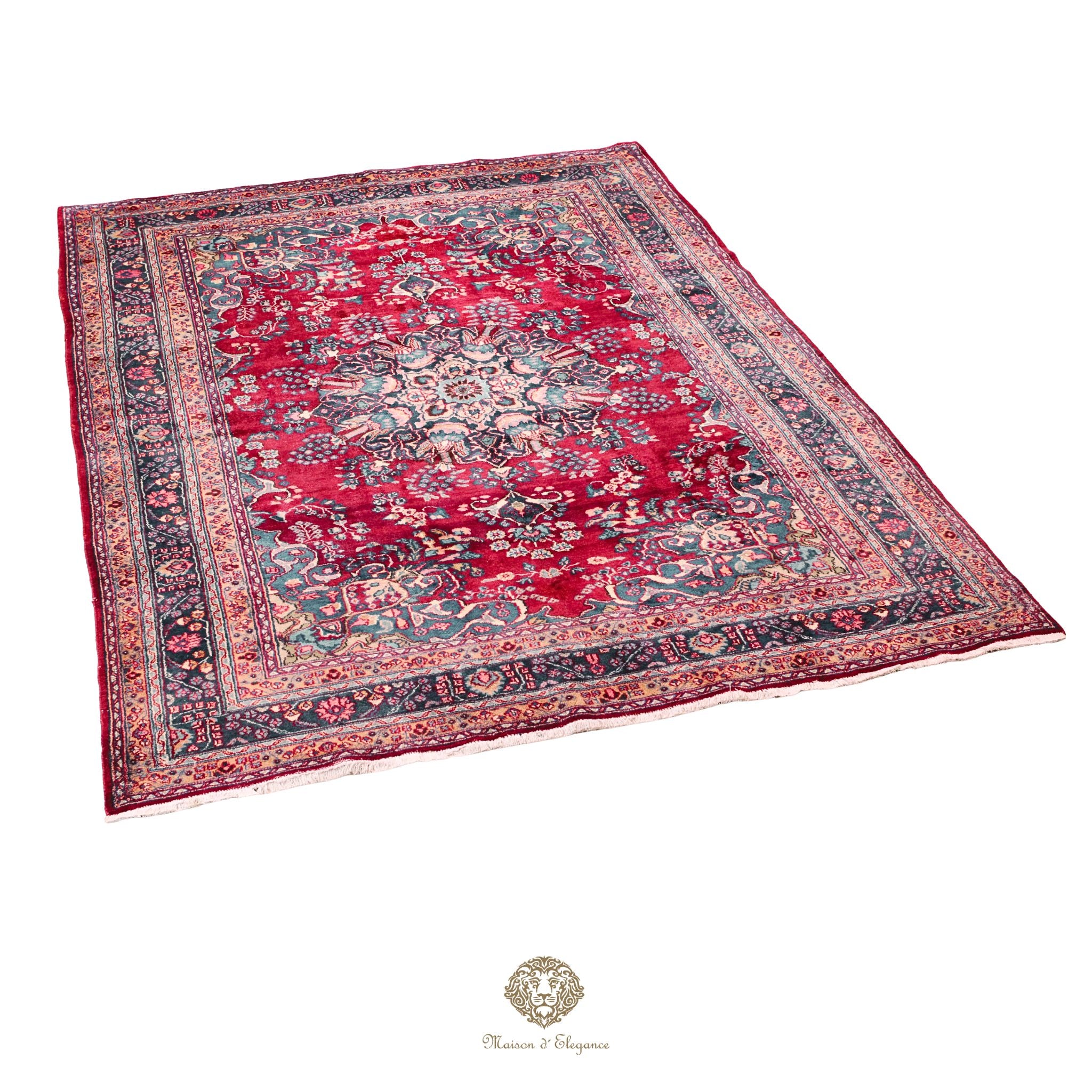 Alfombra Persa Mashhad Lana | Floral Medallón Design  Rojo 244 x 347 cm