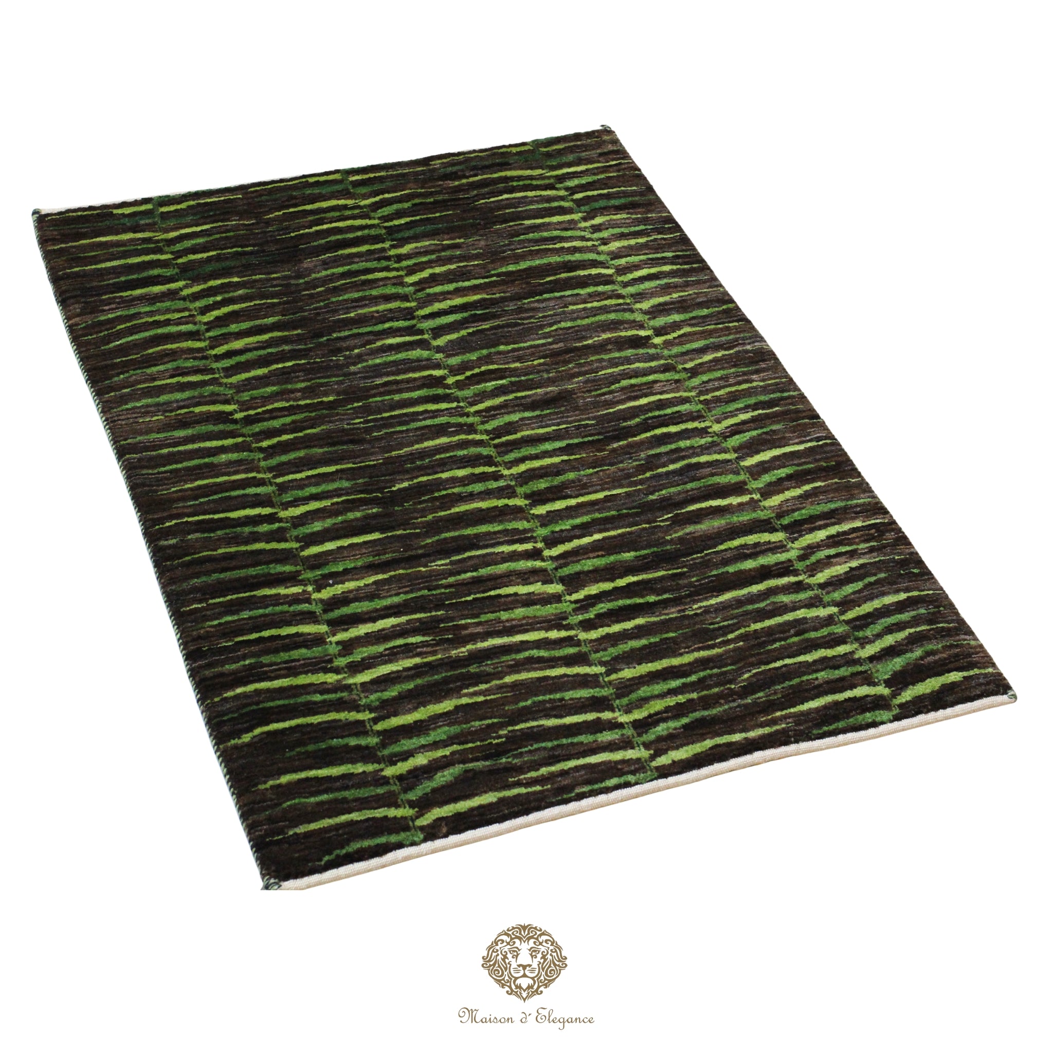 Alfombra Kashkuli Verde Persa Lana 100% Hecha a Mano 86x116 cm