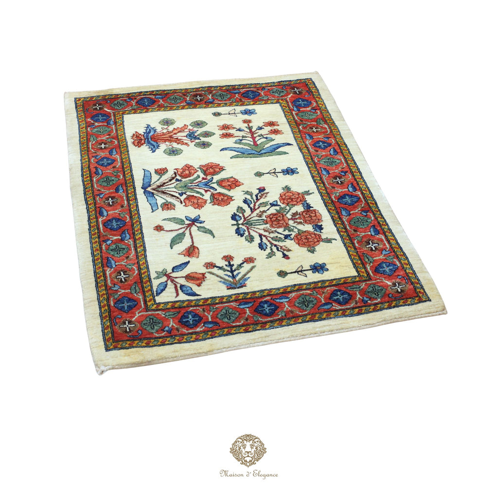 Alfombra persa Trible Fine Kashkuli con tintes naturales | Gabbeh de lana hecha a mano 98 x 126 cm