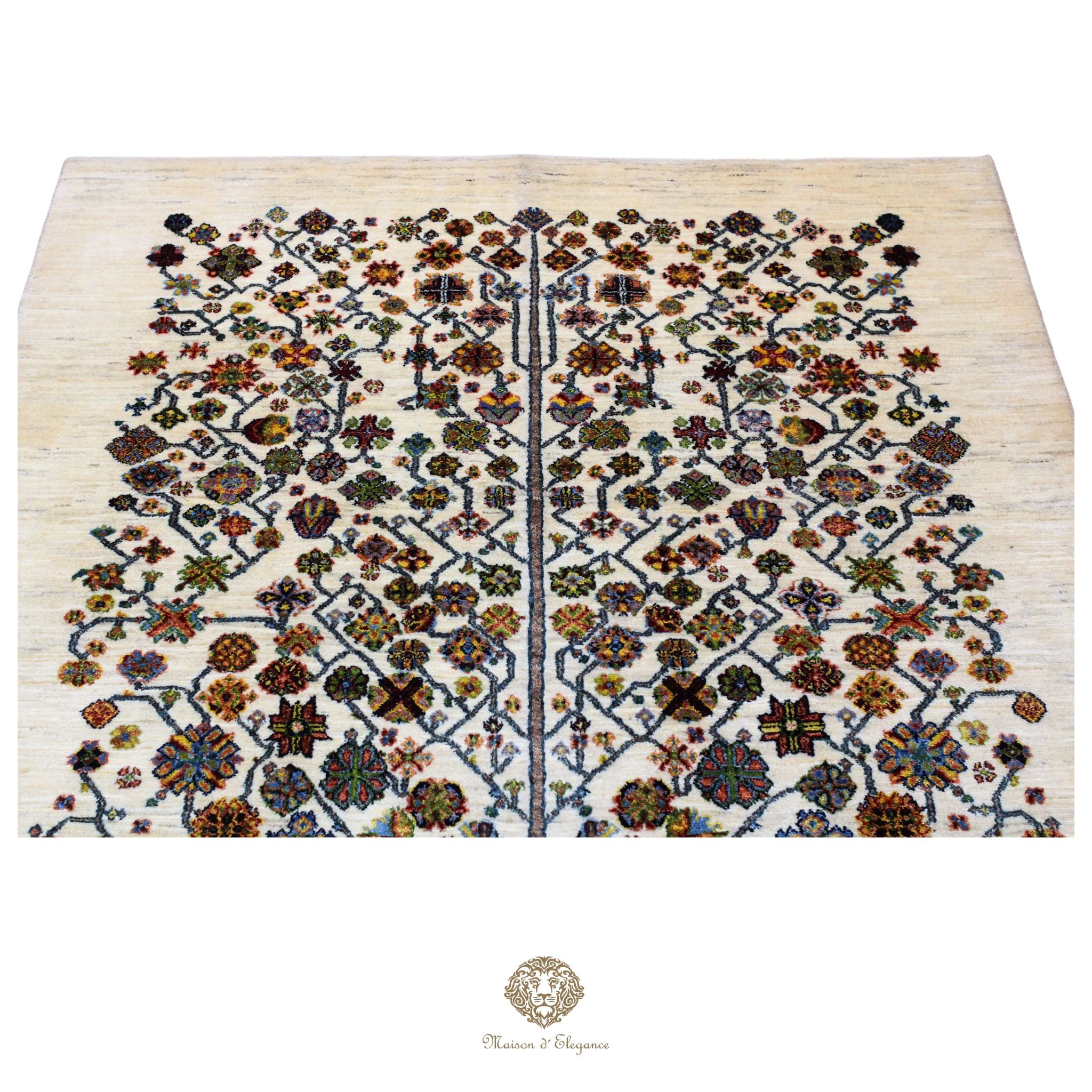 Alfombra persa Trible Fine Kashkuli con tintes naturales | Loribaft de lana hecha a mano 147 x 200 cm