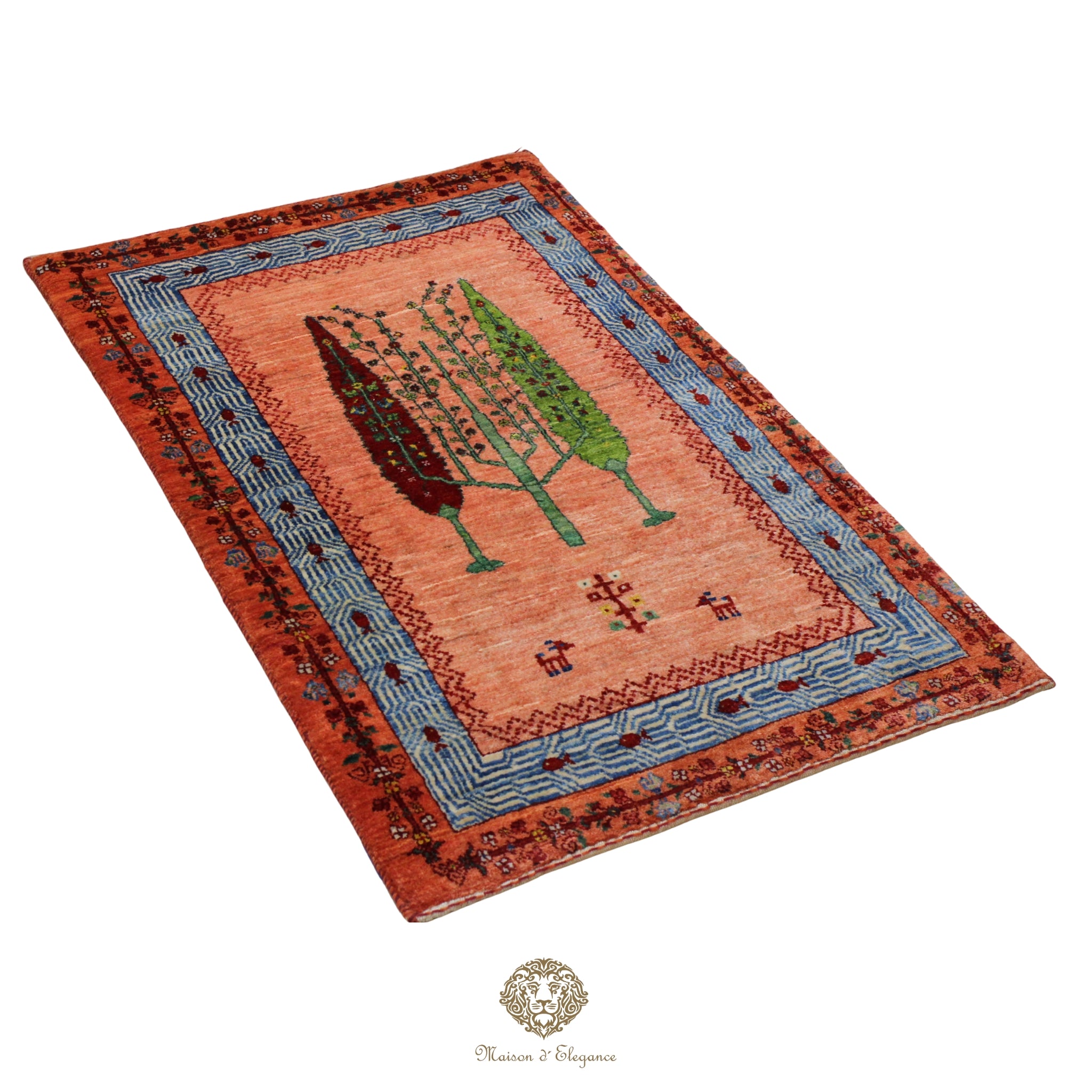 Alfombra Loribaft Rosa Persa Lana 100% Hecha a Mano 82x128 cm