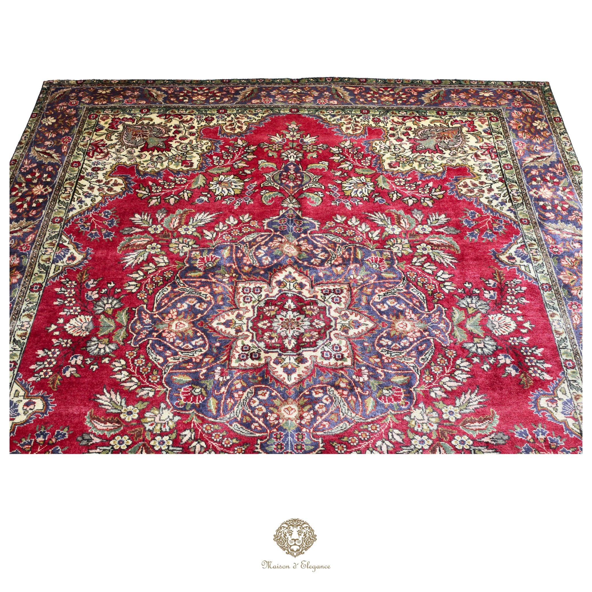 Alfombra persa clásica de lana Tabriz teñida naturalmente | Diseño de medallón hecho a mano 295 x 405 cm