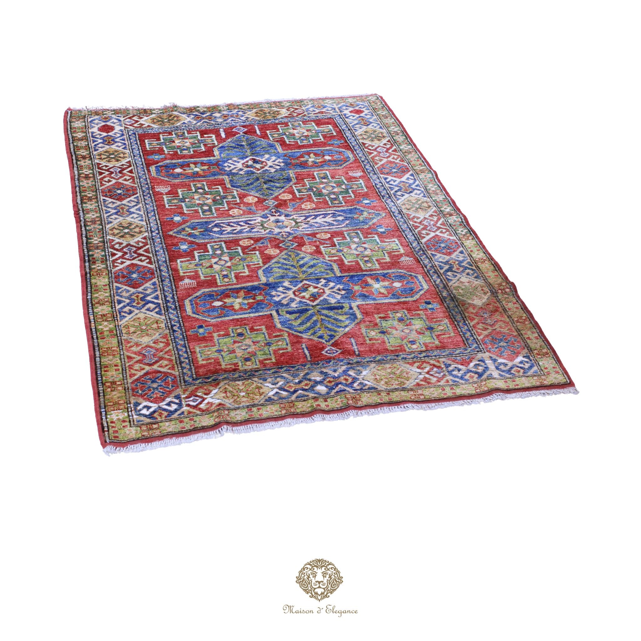 Alfombra oriental de lana Kazak, tradicional | Diseño geométrico Afganistán, 150 x 206 cm