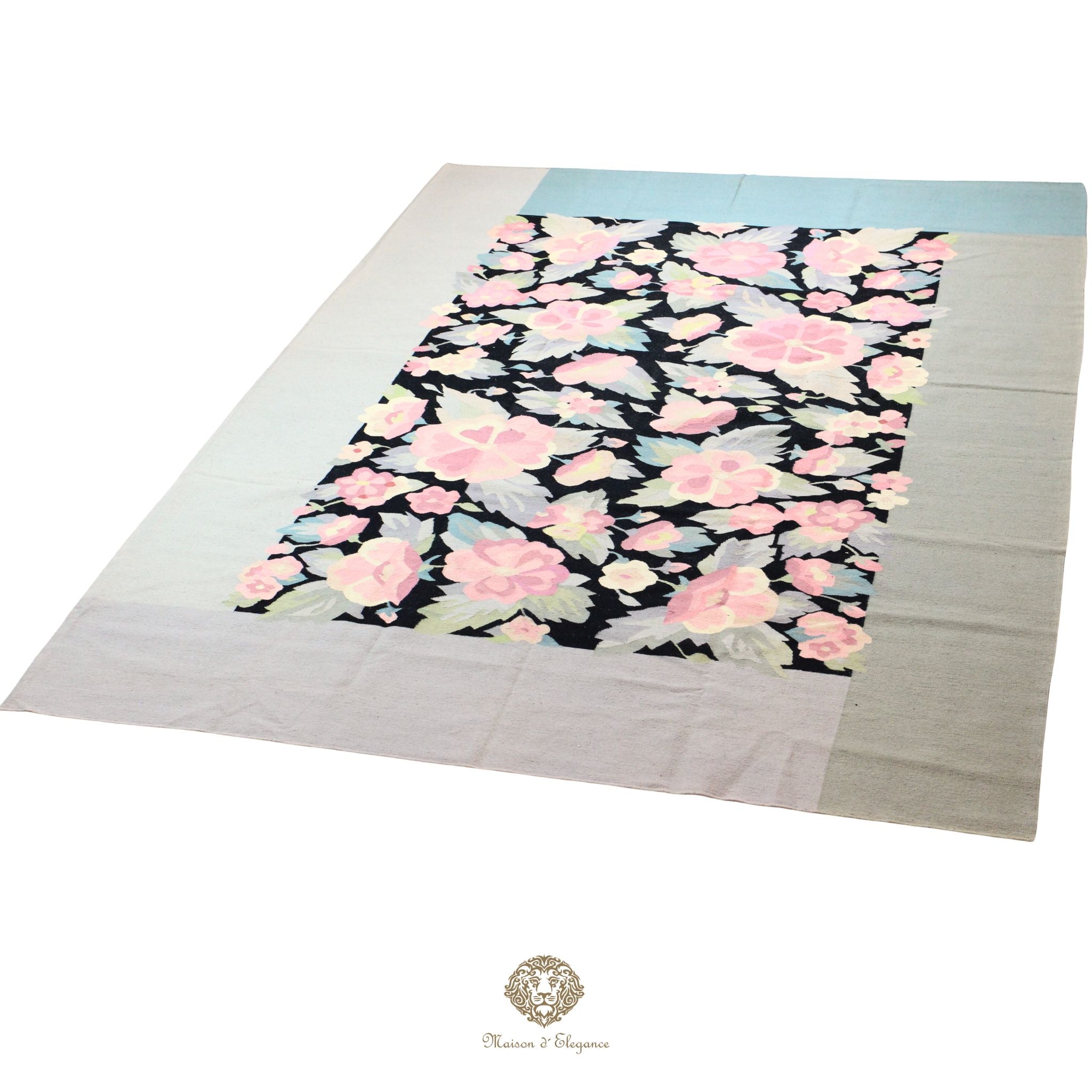 Floral patterned fabric on a black background