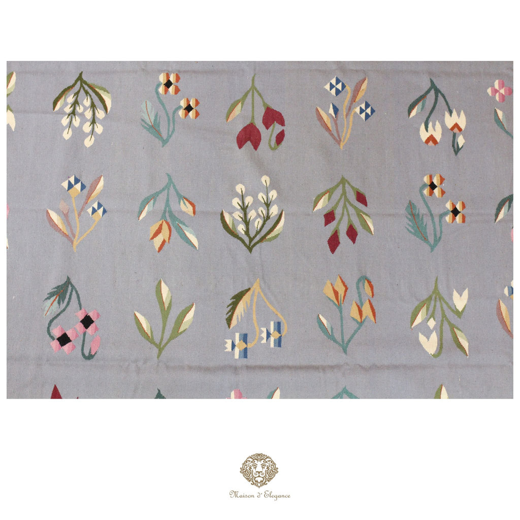 Fabric with floral pattern on a gray background