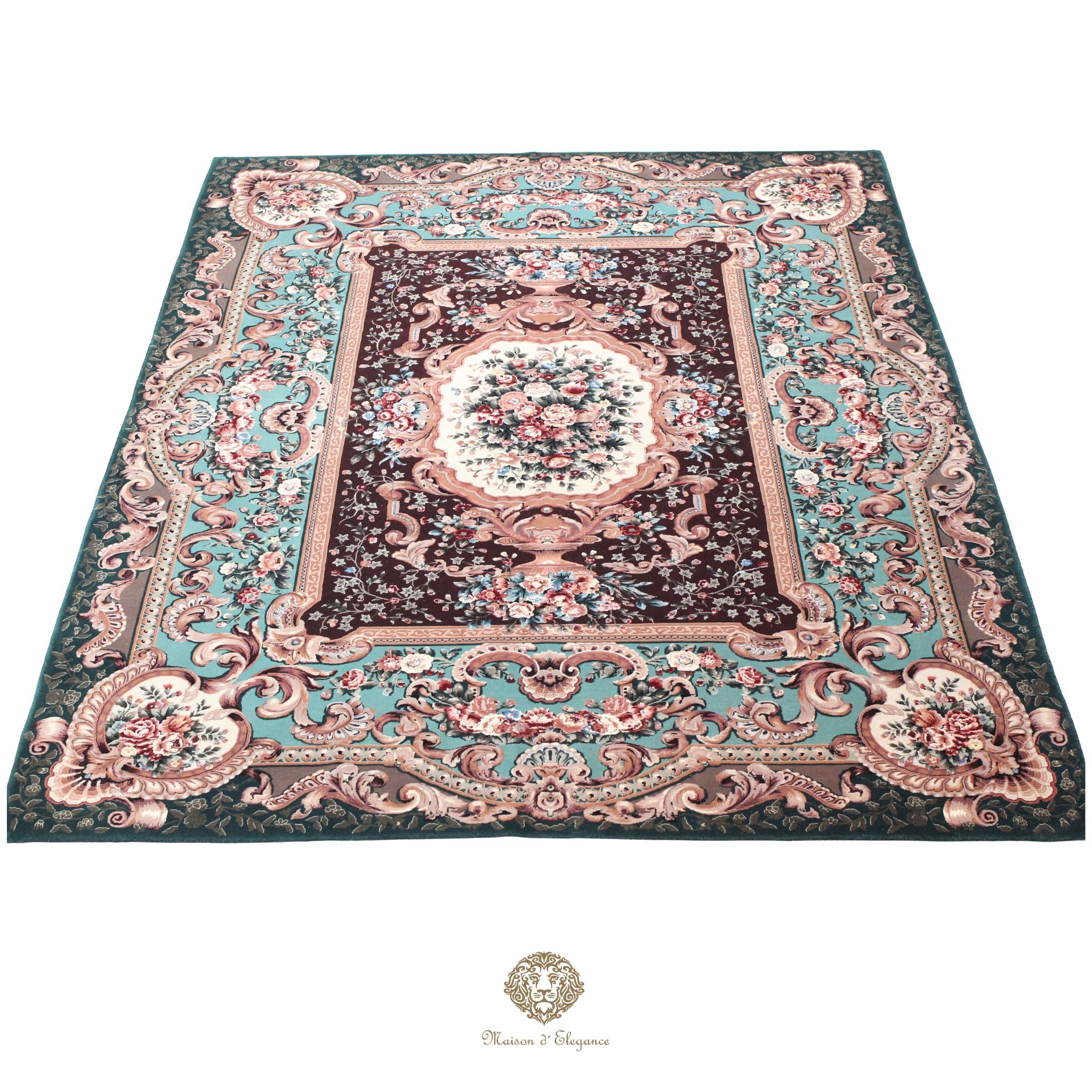 Alfombra Aubusson Diseño Verde Lana Superfina Floral | Maison Alfombra 230x315 cm