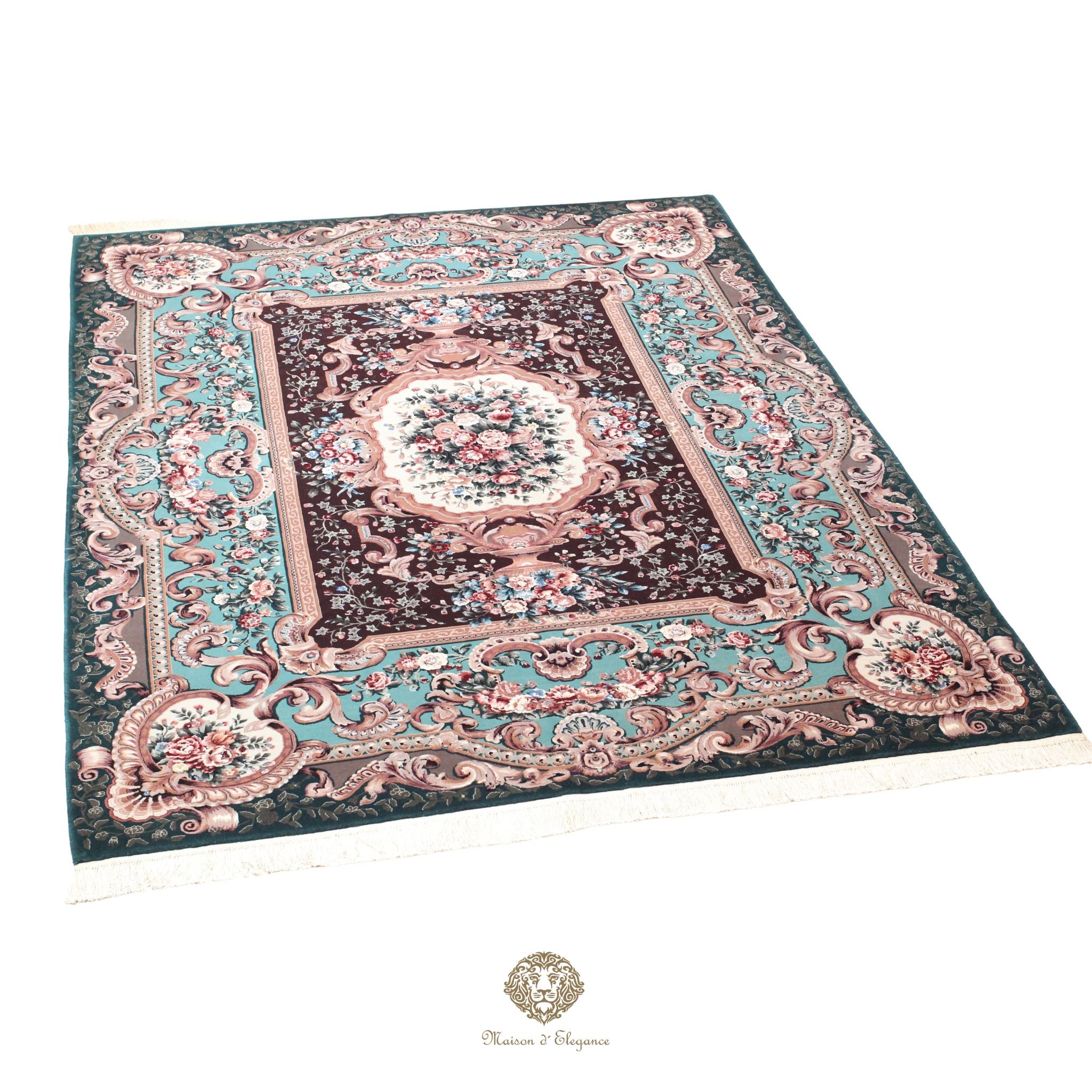 Alfombra Aubusson Diseño Verde Lana Superfina Floral | Maison Alfombra 230x315 cm