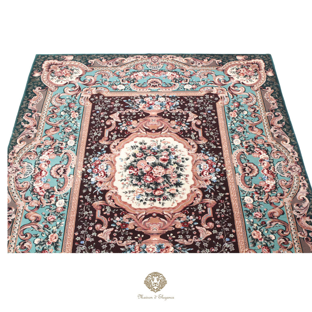 Alfombra Aubusson Diseño Verde Lana Superfina Floral | Maison Alfombra 230x315 cm