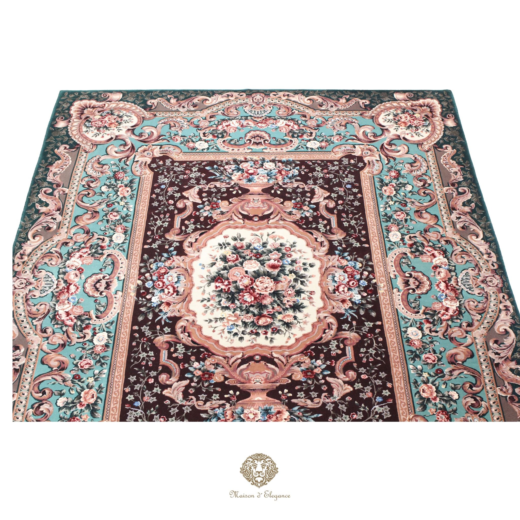 Alfombra Aubusson Diseño Verde Lana Superfina Floral | Maison Alfombra 230x315 cm