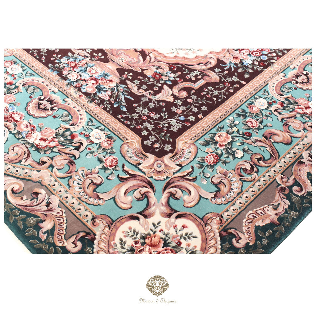 Alfombra Aubusson Diseño Verde Lana Superfina Floral | Maison Alfombra 230x315 cm