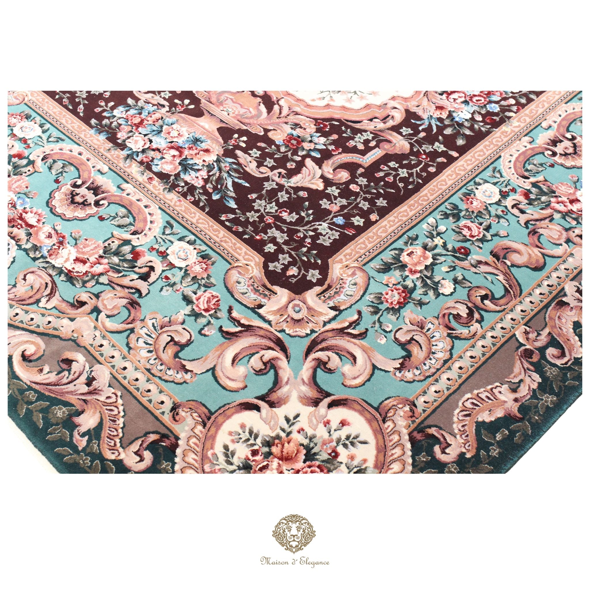 Alfombra Aubusson Diseño Verde Lana Superfina Floral | Maison Alfombra 230x315 cm