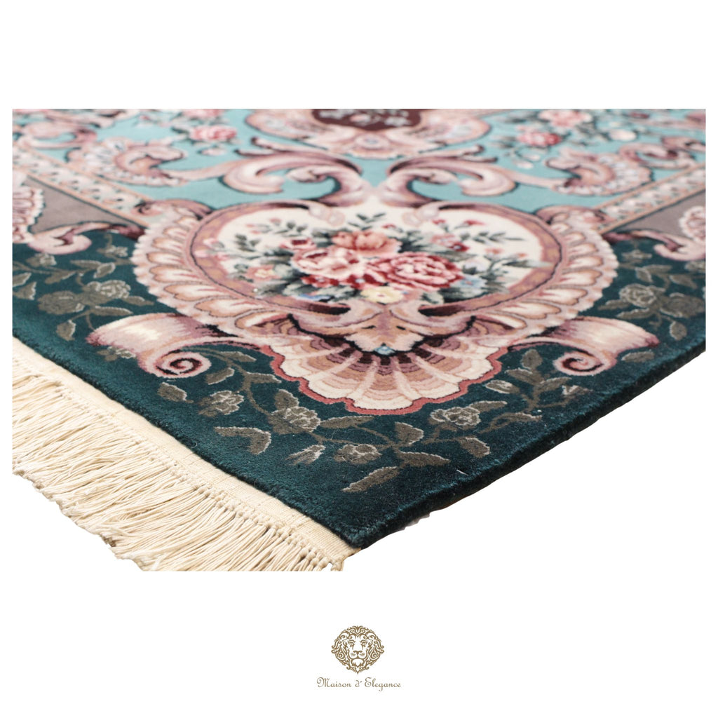 Alfombra Aubusson Diseño Verde Lana Superfina Floral | Maison Alfombra 230x315 cm