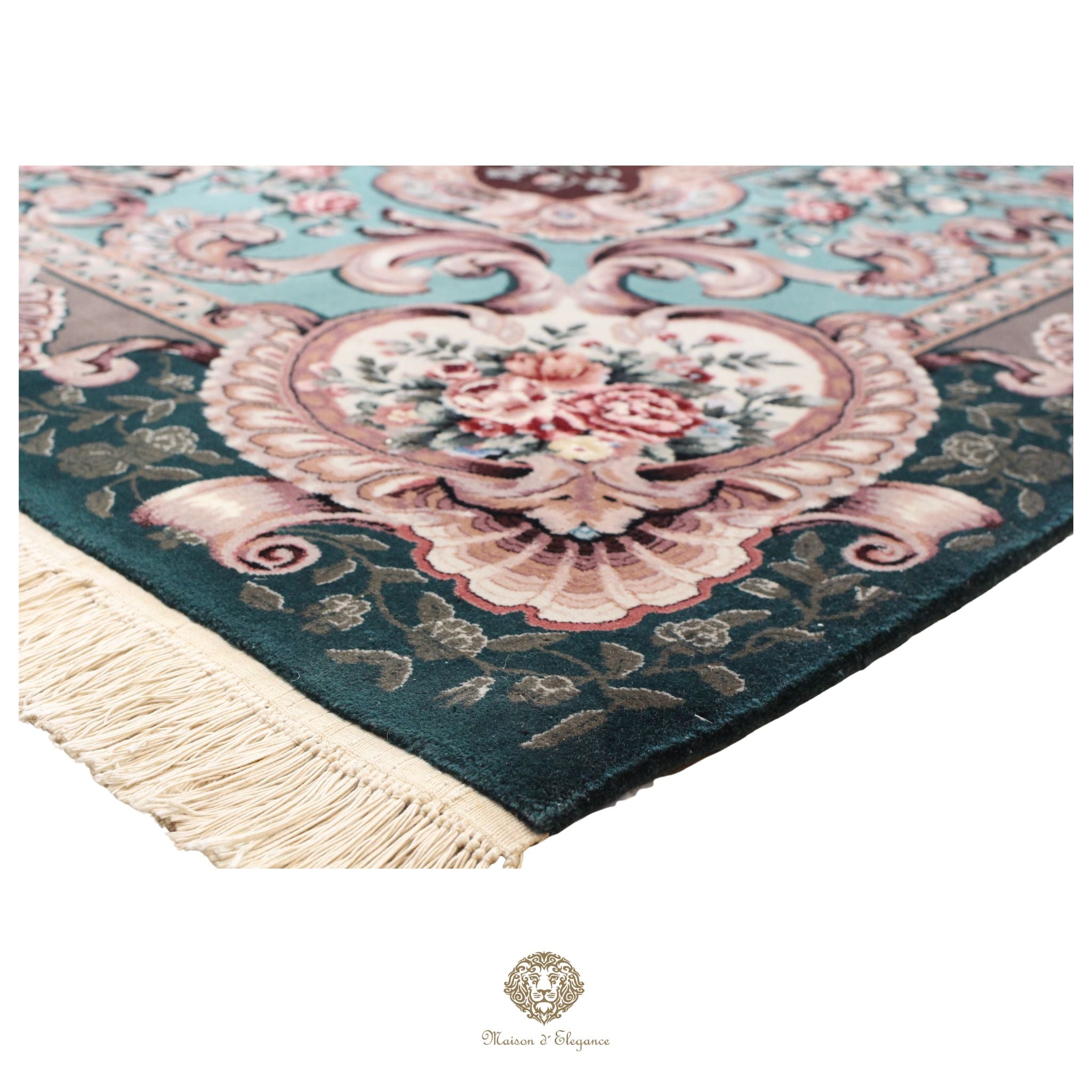 Alfombra Aubusson Diseño Verde Lana Superfina Floral | Maison Alfombra 230x315 cm