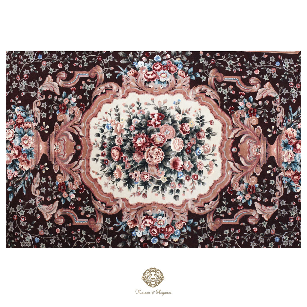 Alfombra Aubusson Diseño Verde Lana Superfina Floral | Maison Alfombra 230x315 cm