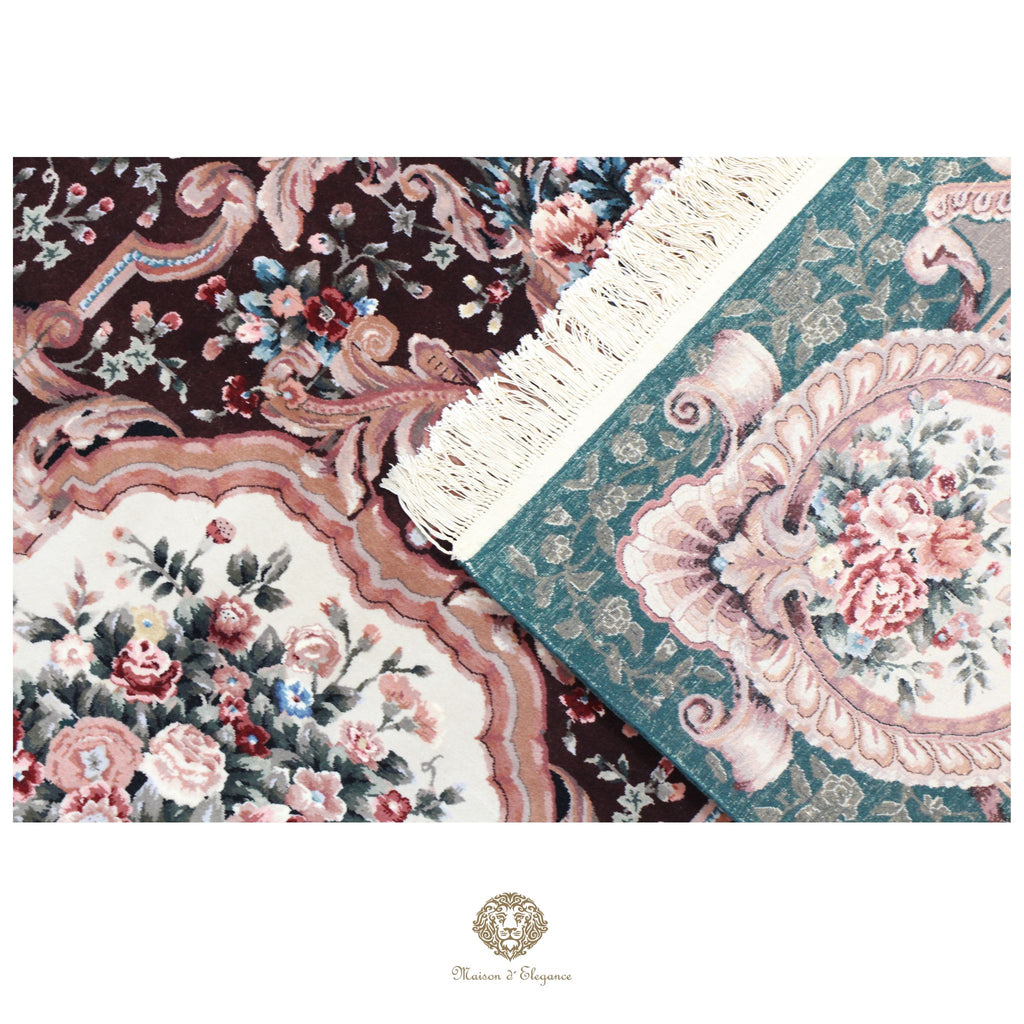 Alfombra Aubusson Diseño Verde Lana Superfina Floral | Maison Alfombra 230x315 cm