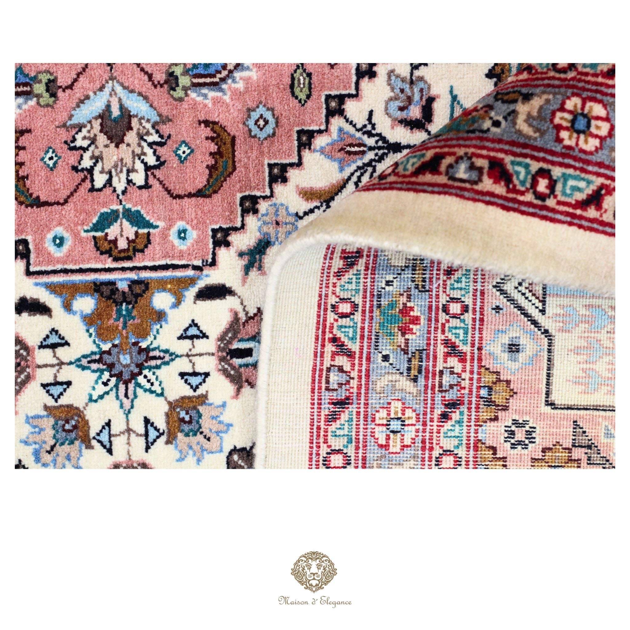 Alfombra persa Kashan | Diseño floral azul marino de lana