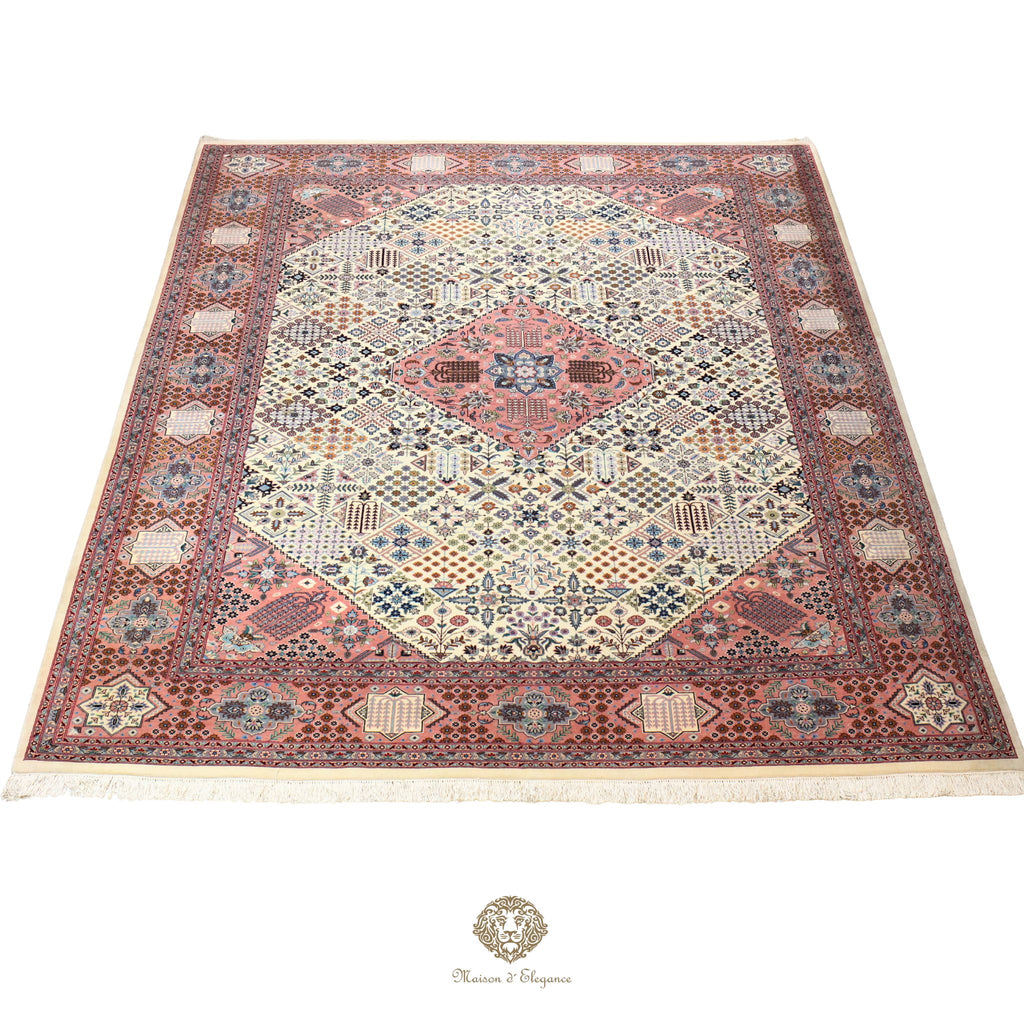 Alfombra persa Kashan | Diseño floral azul marino de lana