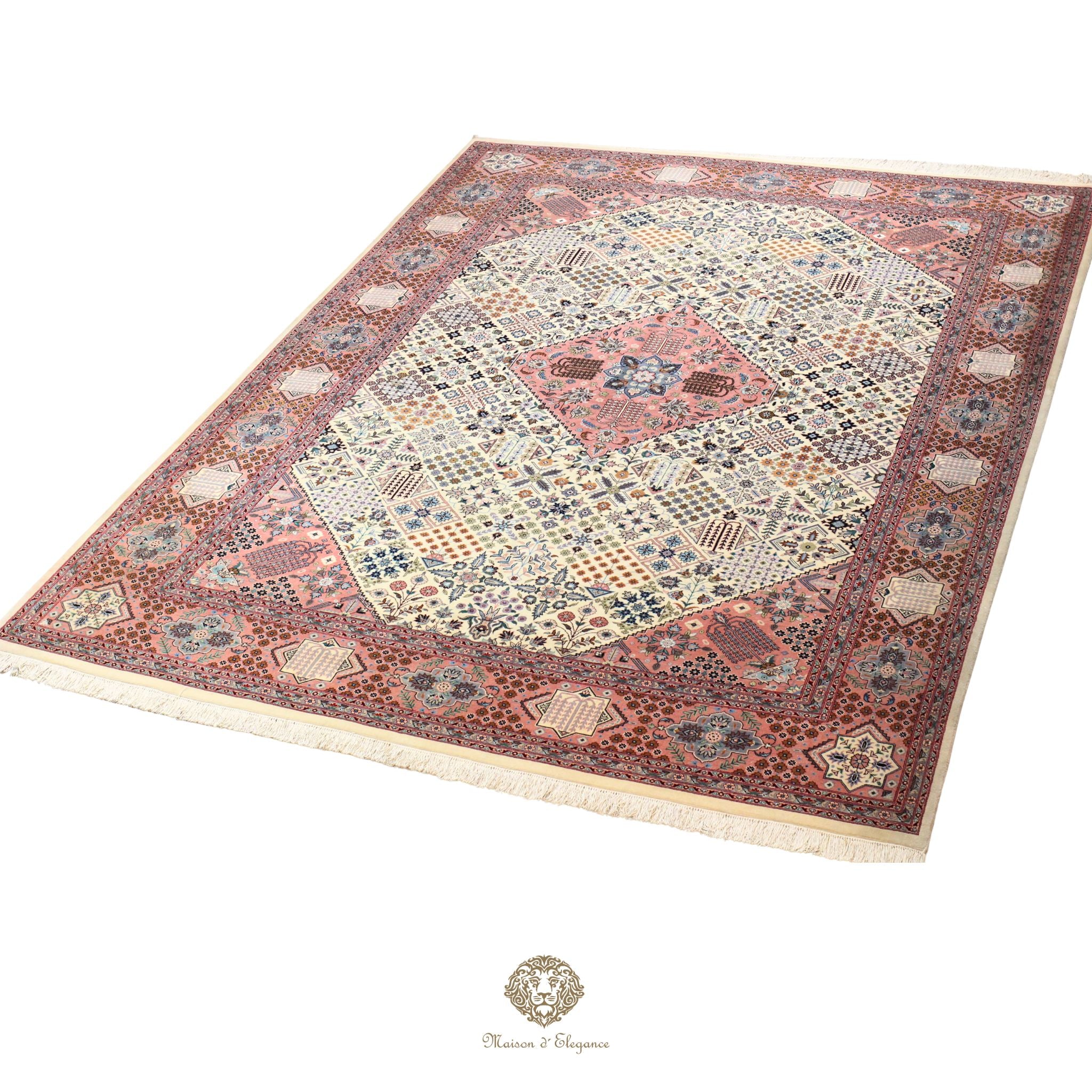 Alfombra persa Kashan | Diseño floral azul marino de lana