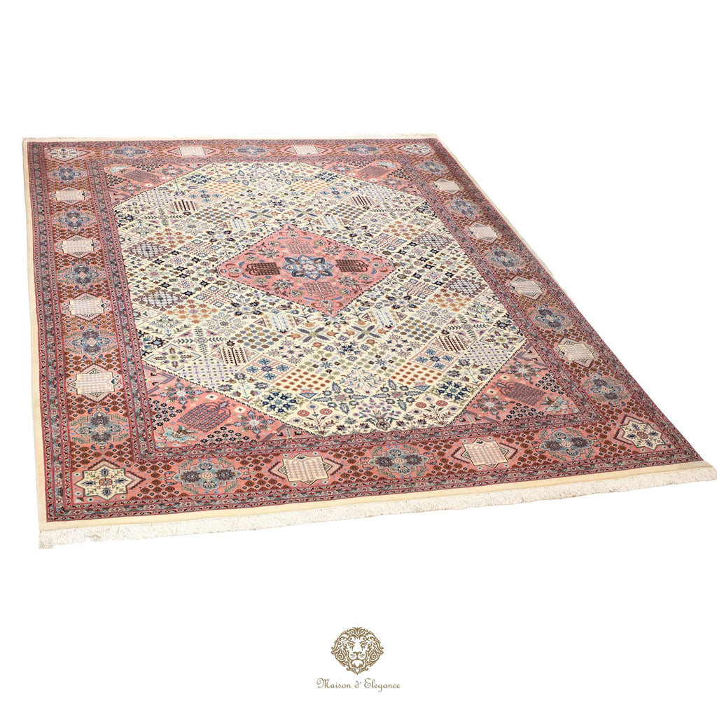 Alfombra persa Kashan | Diseño floral azul marino de lana