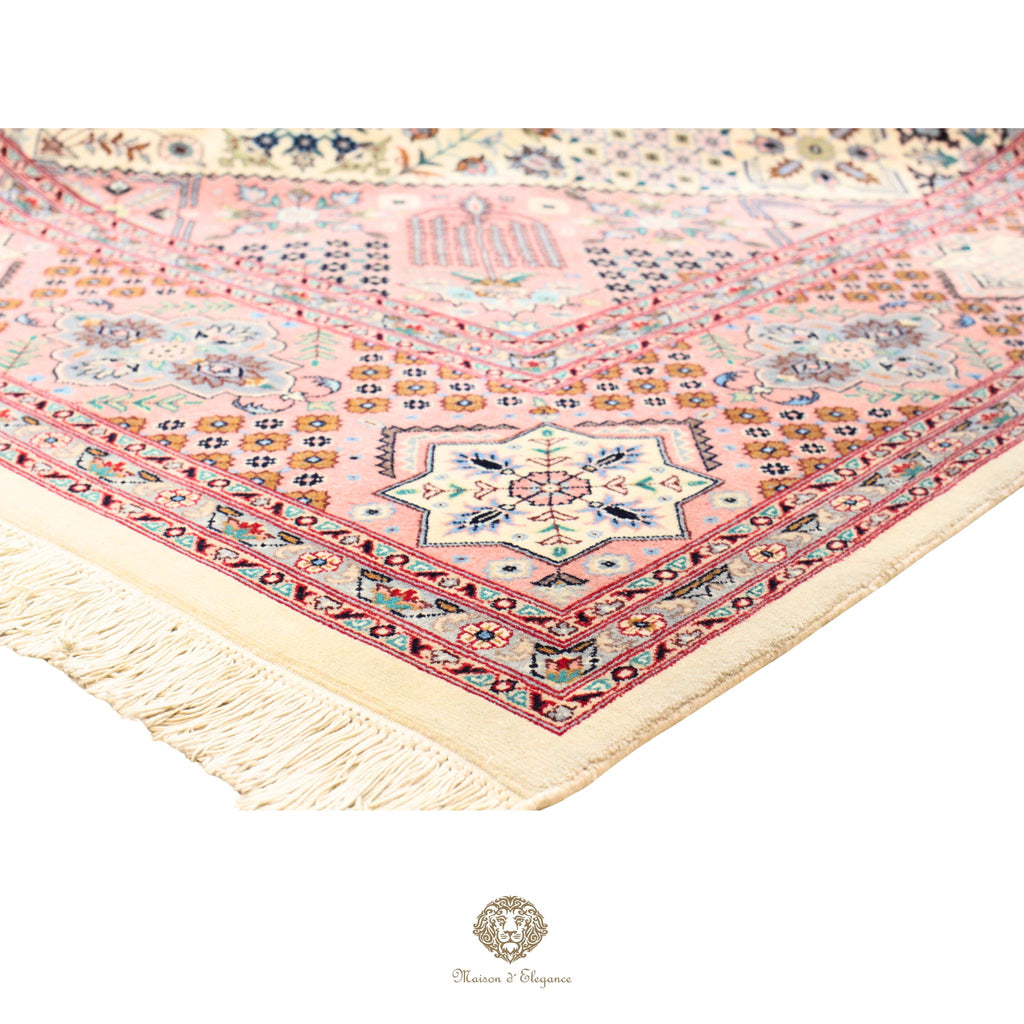 Alfombra persa Kashan | Diseño floral azul marino de lana