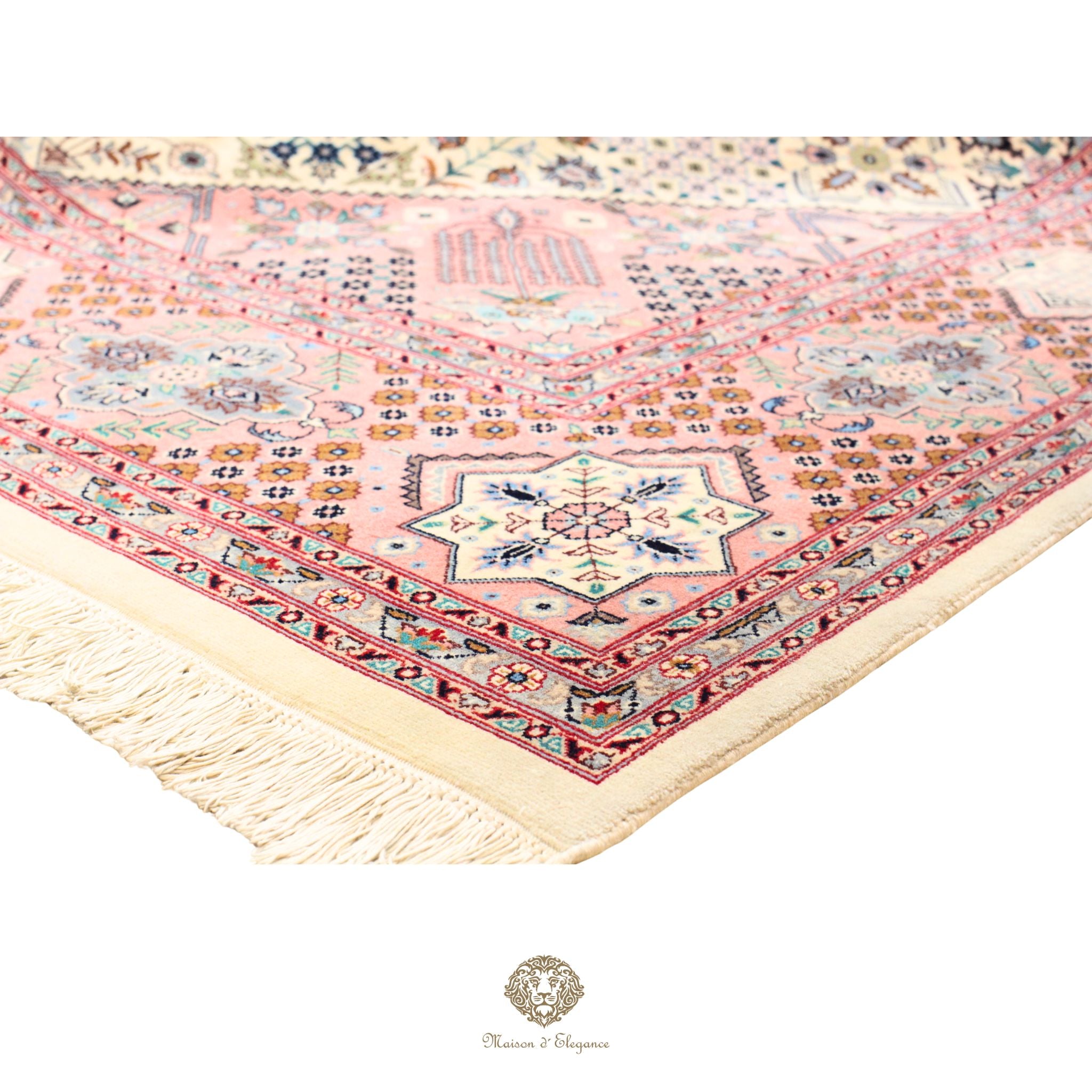 Alfombra persa Kashan | Diseño floral azul marino de lana