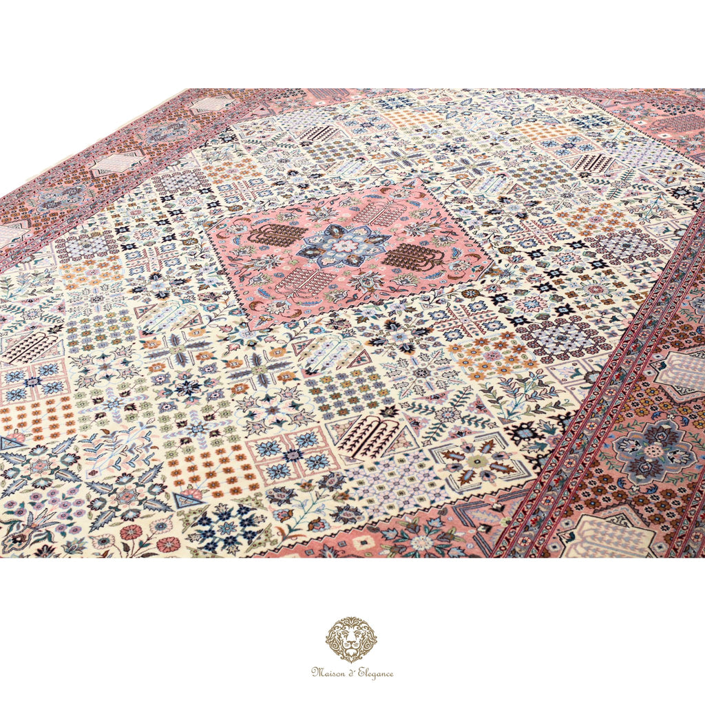 Alfombra persa Kashan | Diseño floral azul marino de lana