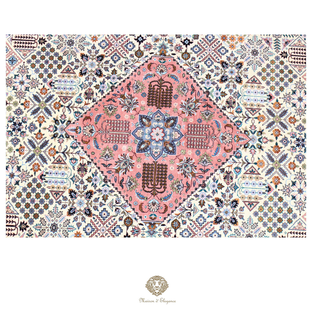 Alfombra persa Kashan | Diseño floral azul marino de lana