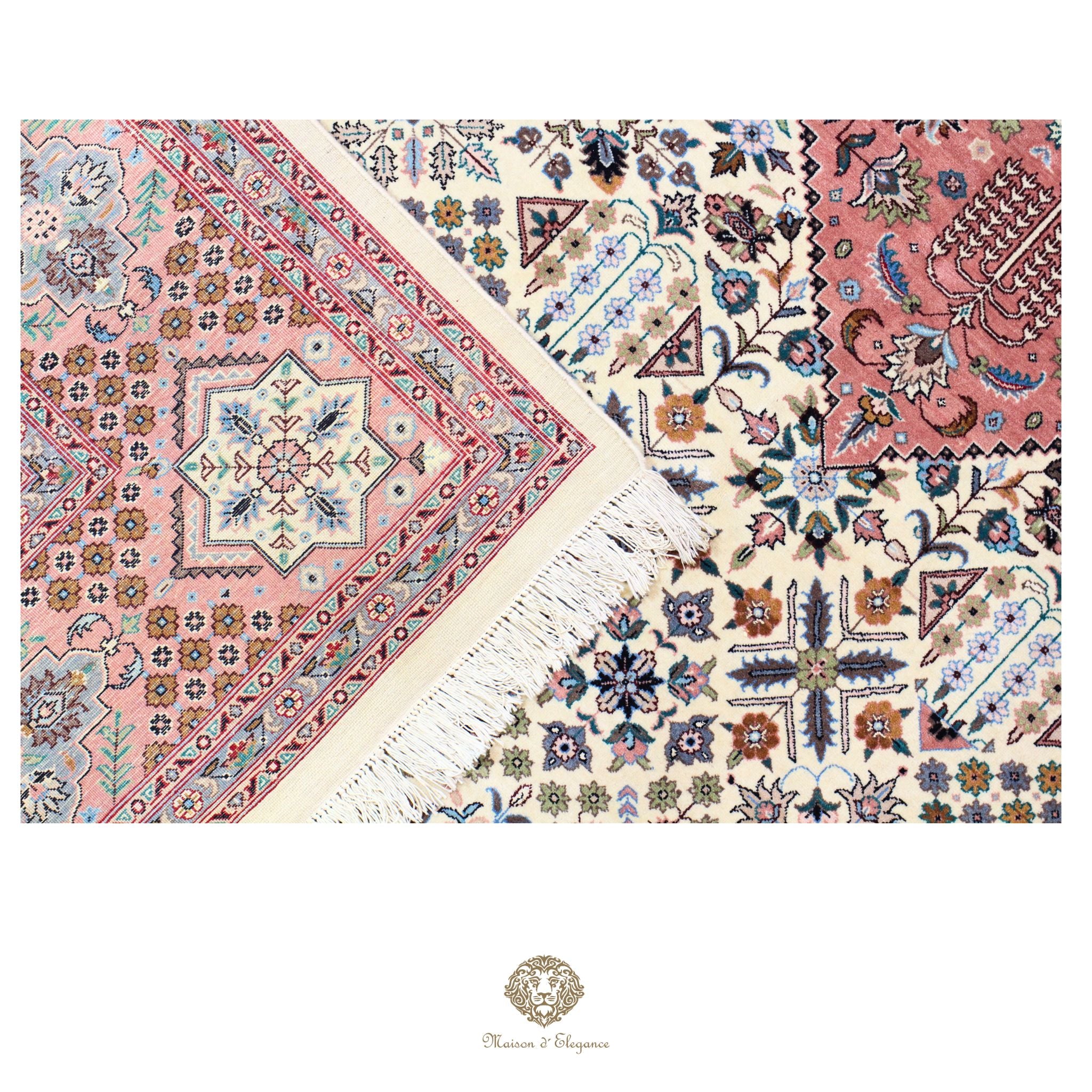 Alfombra persa Kashan | Diseño floral azul marino de lana