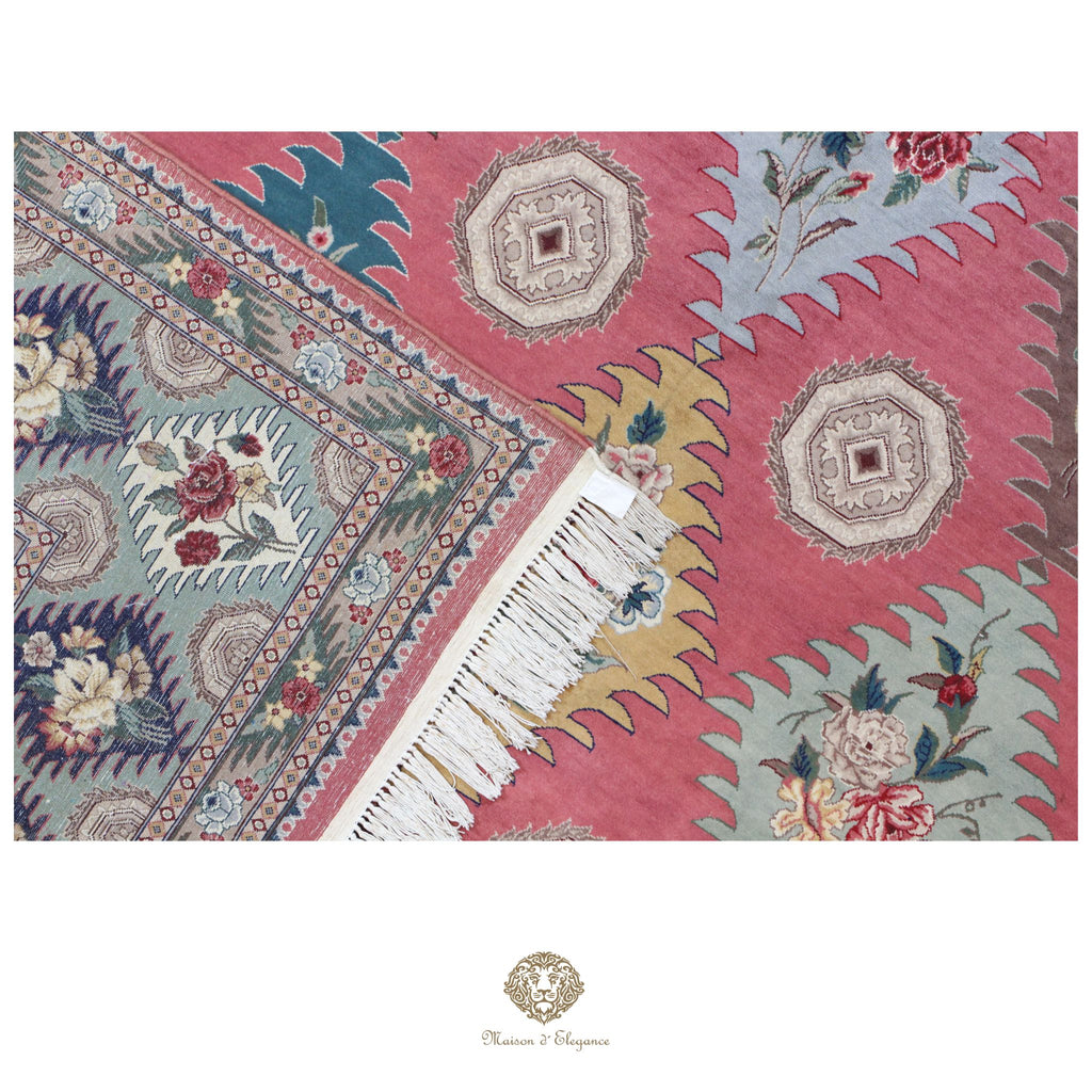 Alfombra Kashmir Lana Fina Diseño Floral Rosa | Tintes Naturales 275x375 cm