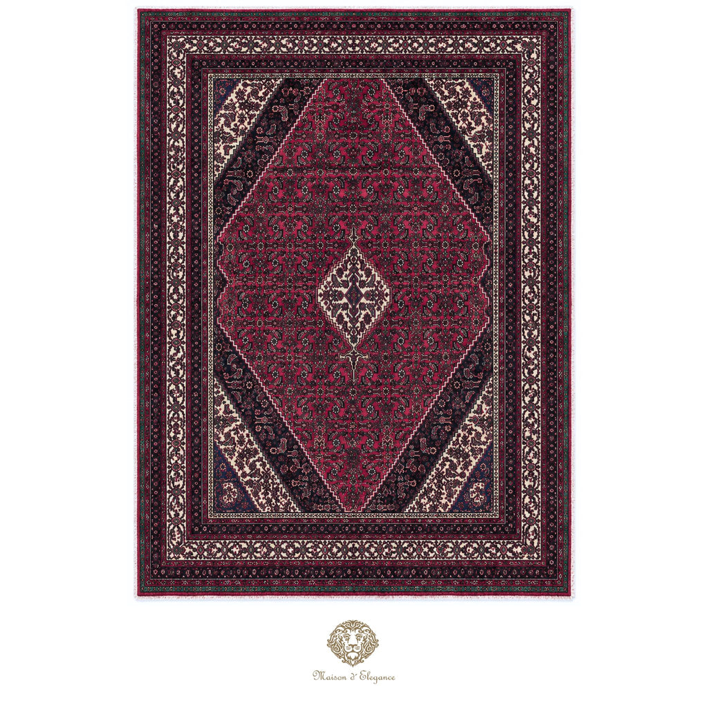 Decorative rug with geometric pattern on a white background