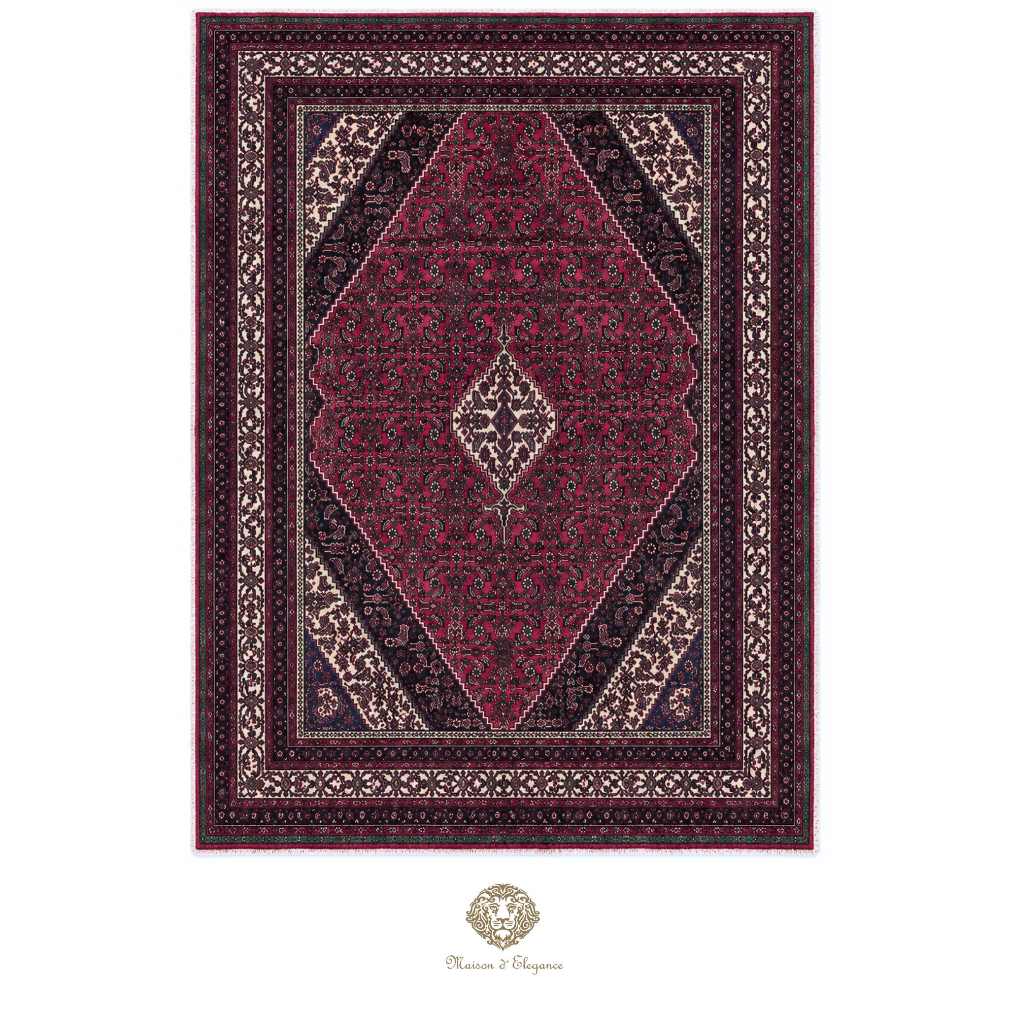 Decorative rug with geometric pattern on a white background
