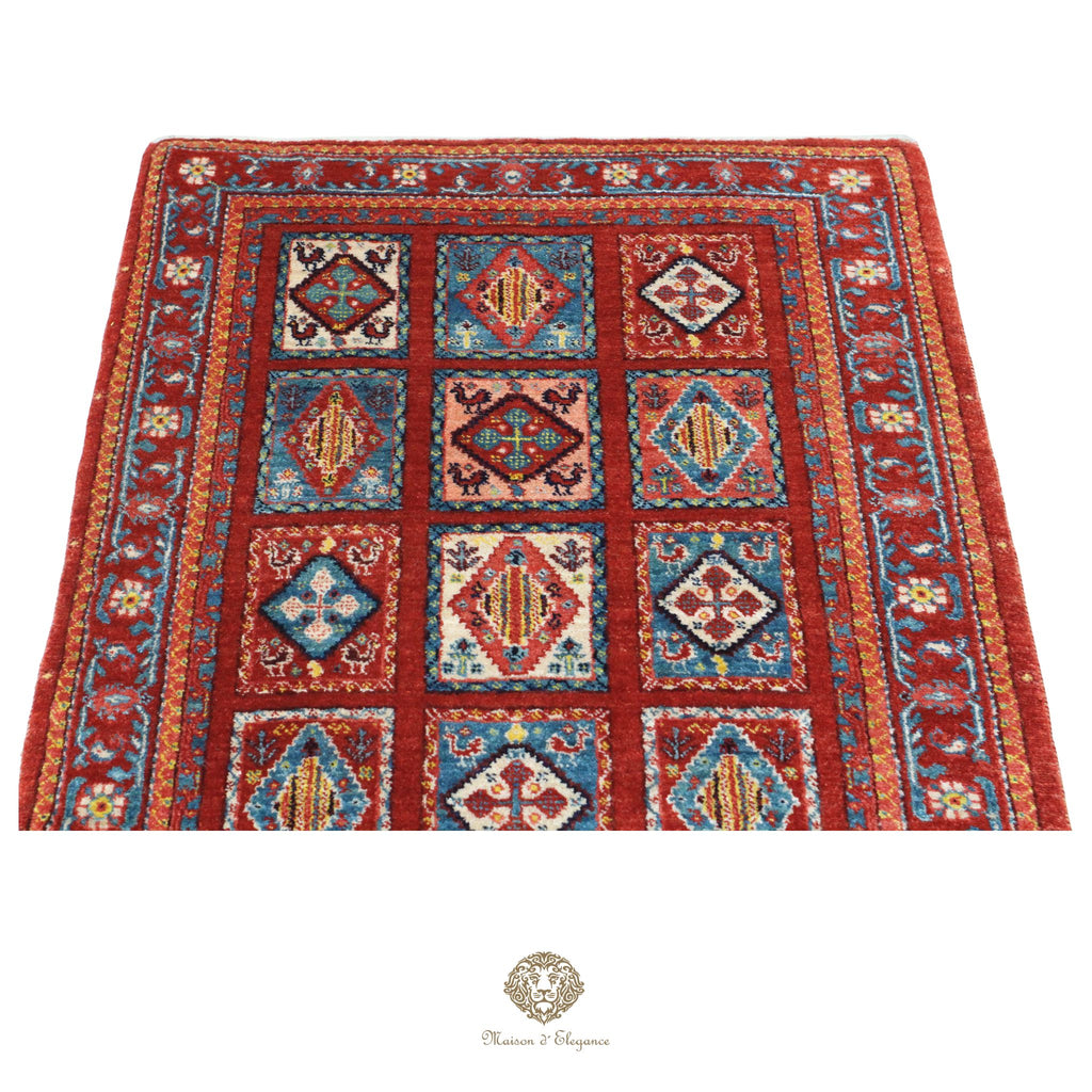 Alfombra persa Trible Fine Kashkuli con tintes naturales | Loribaft de lana hecha a mano 84 x 127 cm