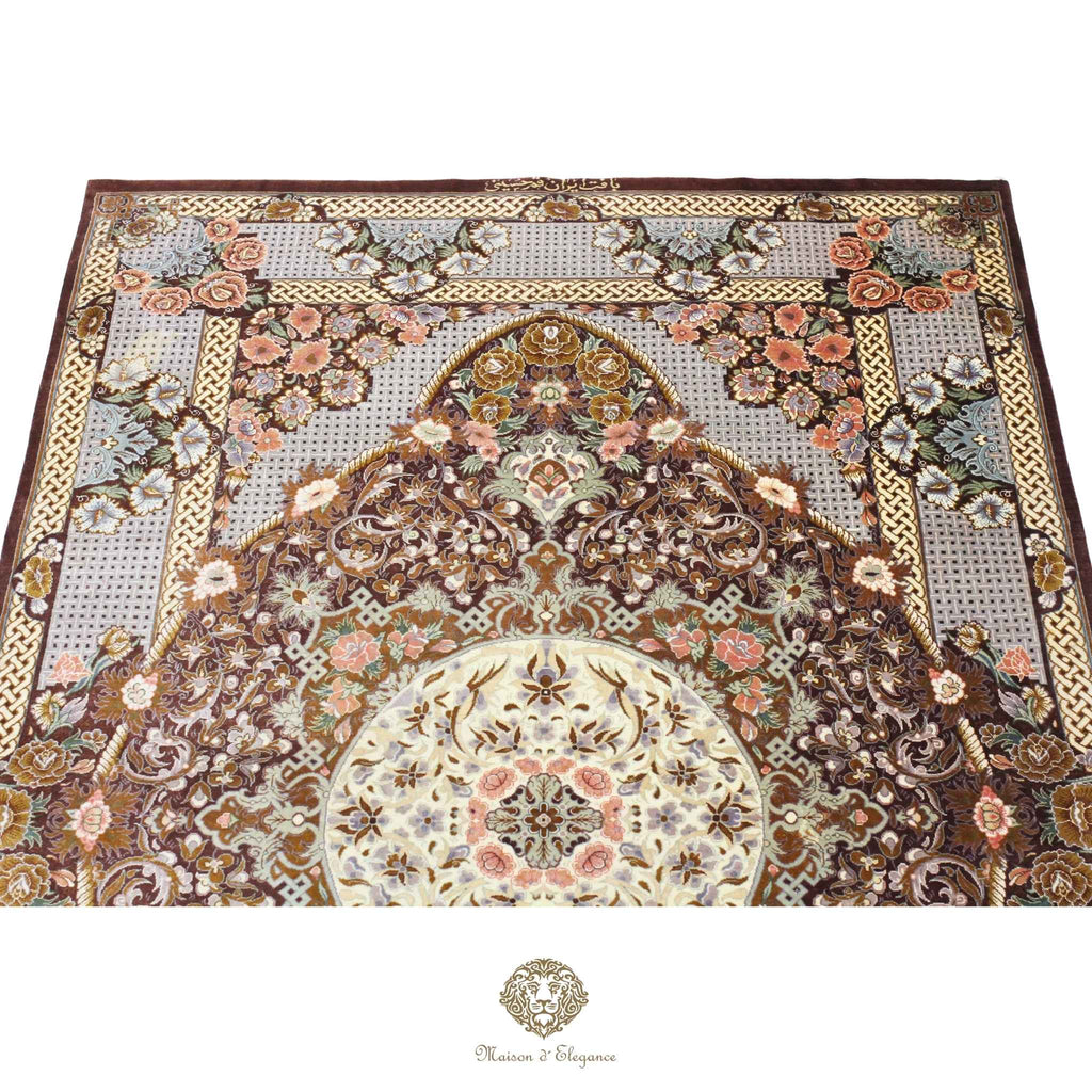 Alfombra persa exclusiva de seda pura, anudada a mano, teñida de forma natural, obra maestra de alta gama, firmada, 101x156 cm
