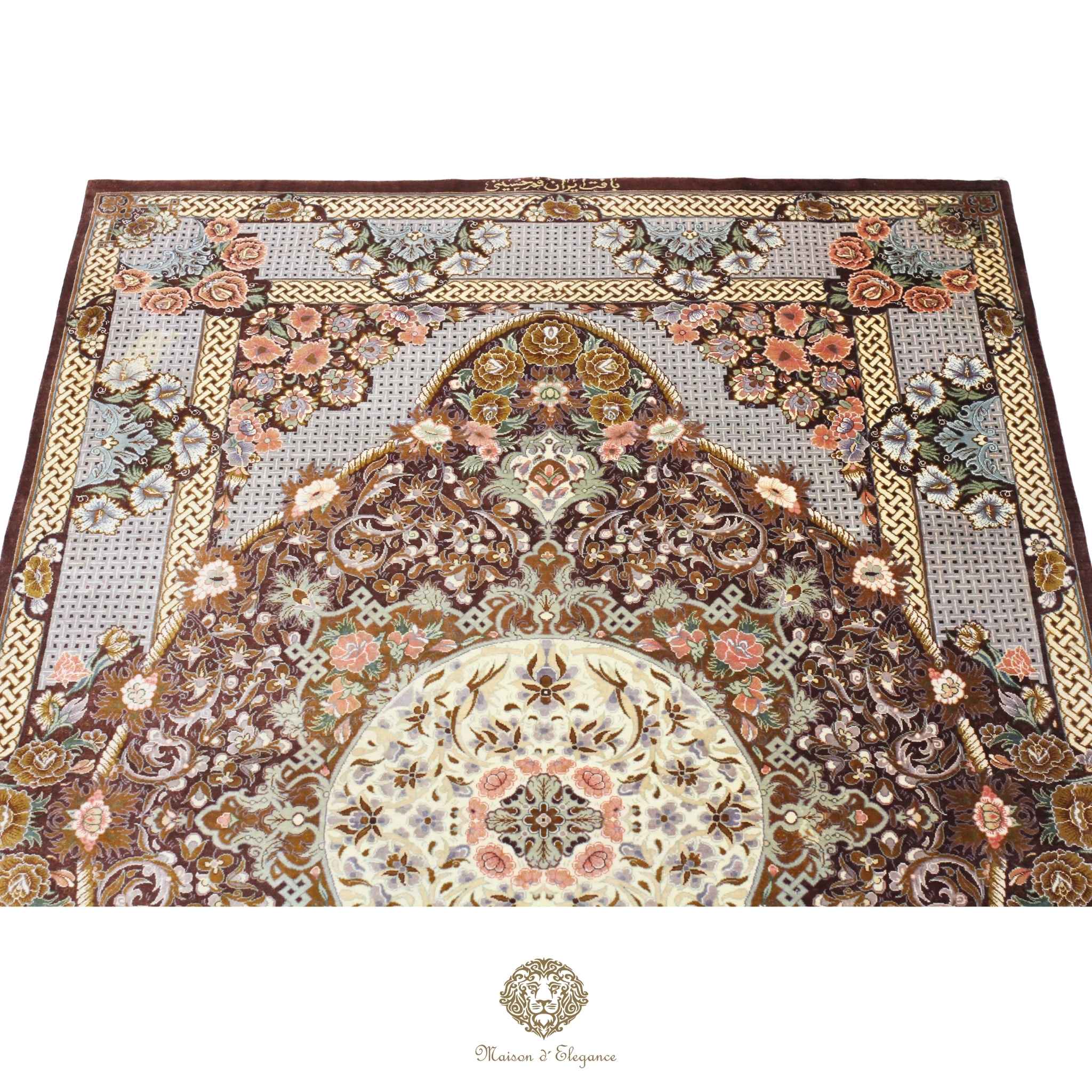 Alfombra persa exclusiva de seda pura, anudada a mano, teñida de forma natural, obra maestra de alta gama, firmada, 101x156 cm