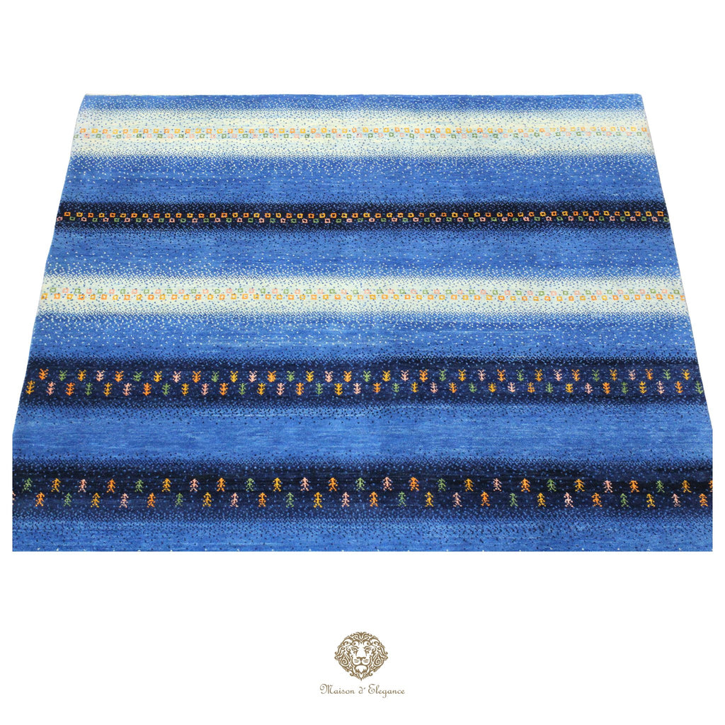 Alfombra persa Kashkuli azul | Gabbeh de lana hecha a mano 170 x 273 cm