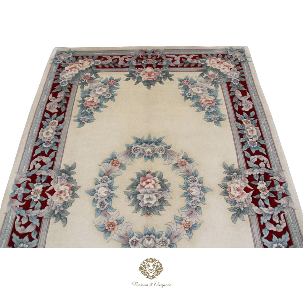 Decorative rug with floral patterns on a white background