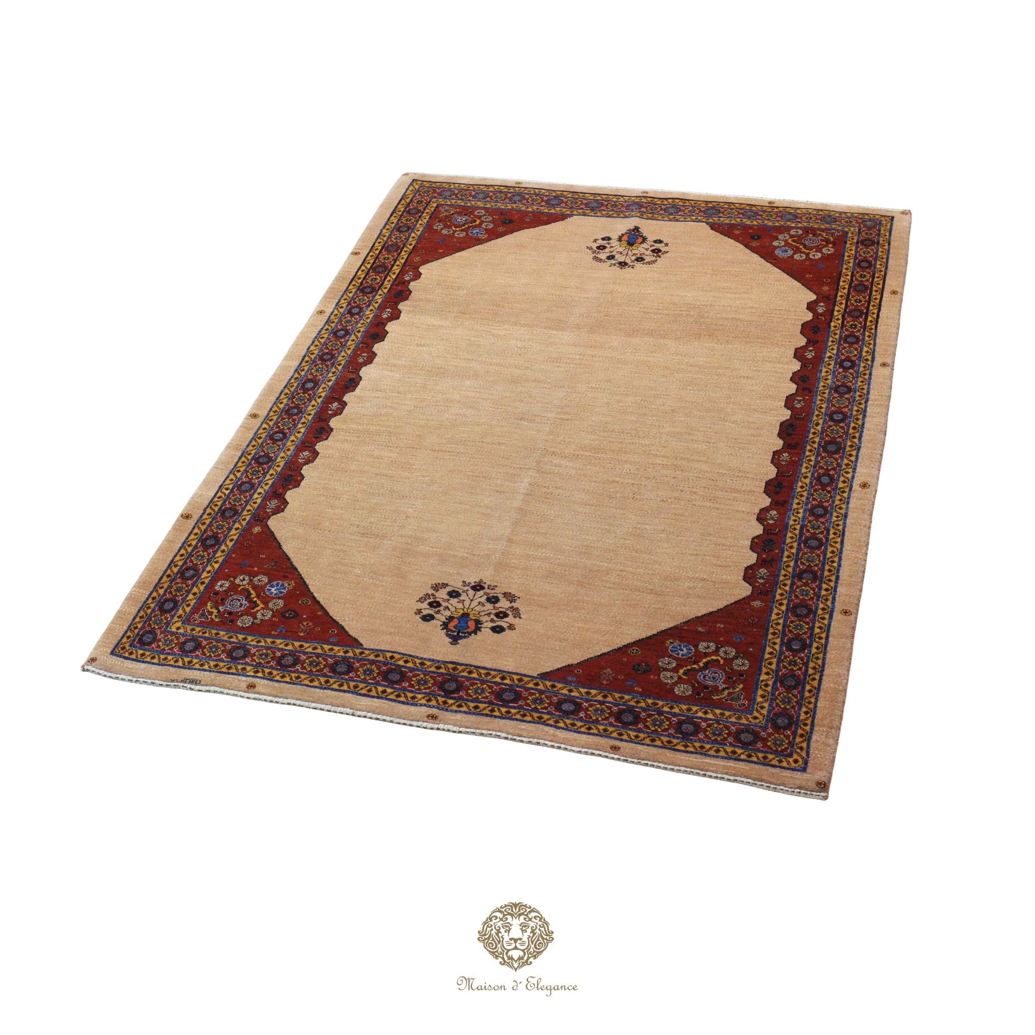 Alfombra persa Trible Fine Kashkuli con tintes naturales | Loribaft de lana hecha a mano 164 x 237 cm